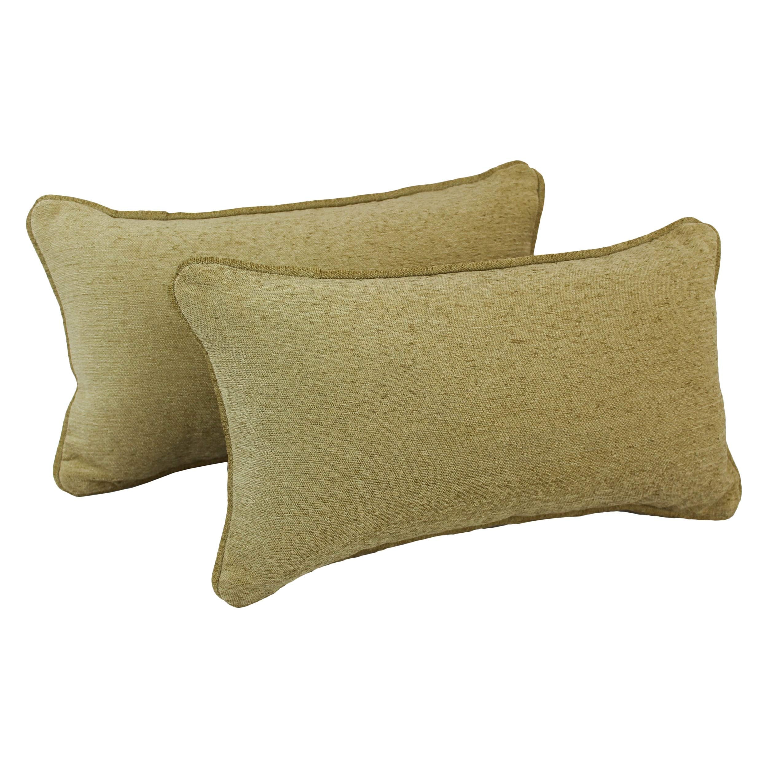 Blazing Needles Corded Jacquard Chenille Throw Pillows (Set Of 2), 20" X 12", Macaroon