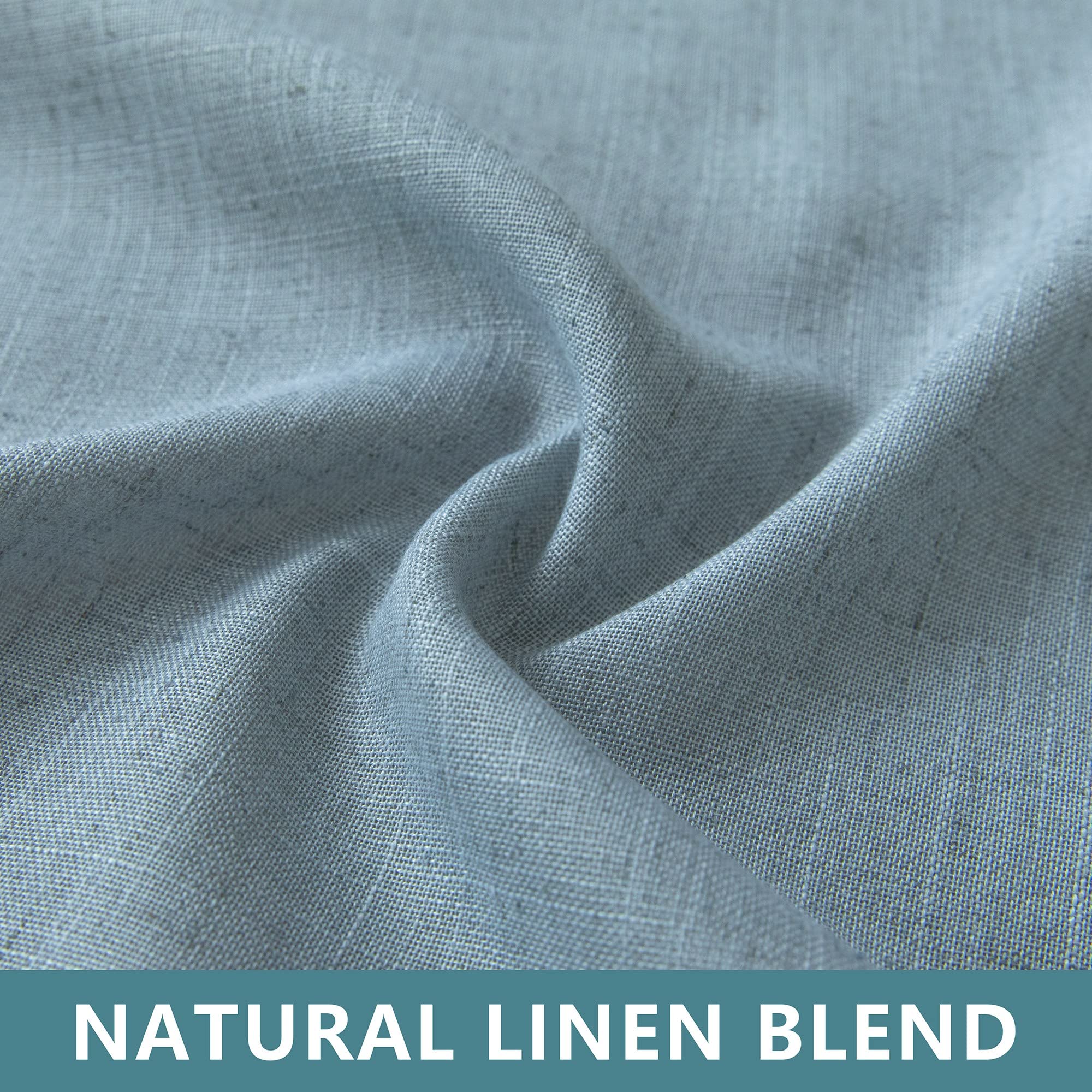 Light Blue Curtains 96 Inches Long For Living Room 2 Panels Tab Top Drapes Flax Linen Semi Sheer Gray Blue Curtains For Sliding Glass Door Dining Office Country Chic 8Ft Stone Dusty Vintage Blue Grey
