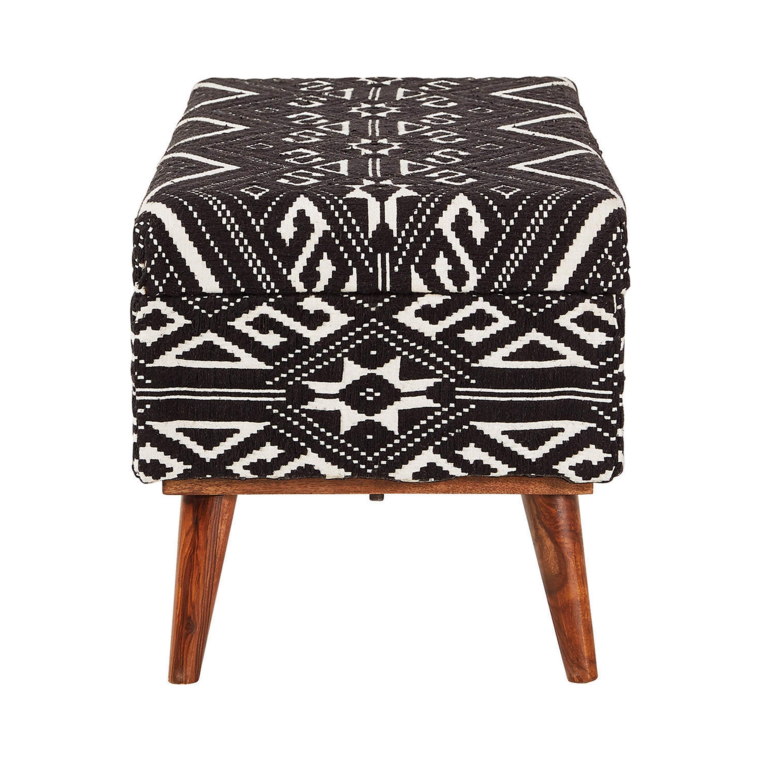 Coaster Furniture Upholstered Black and White Storage Bench 918490