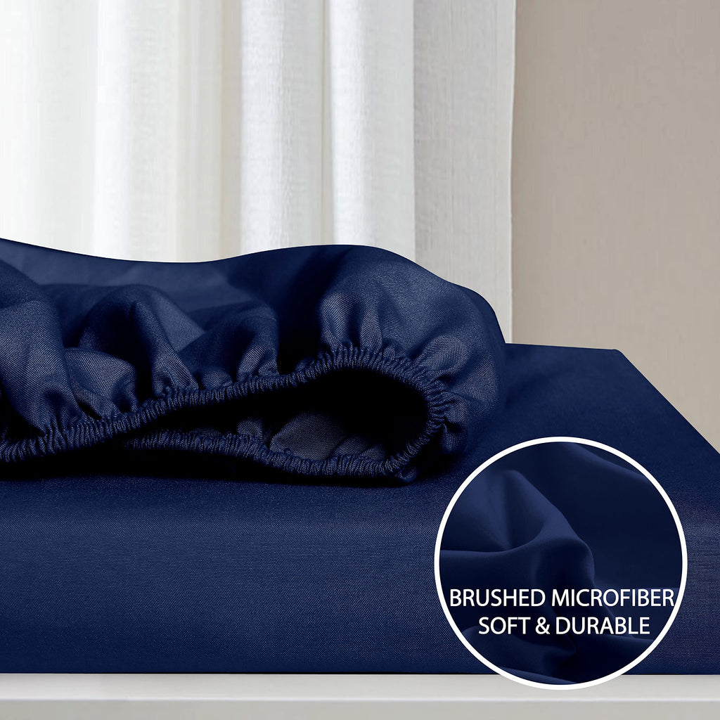Cathay Home Essentials Ultra Soft Hypoallergenic Wrinkle Resistant Double Brushed Microfiber Bedding Sheet Set, Royal Blue, King