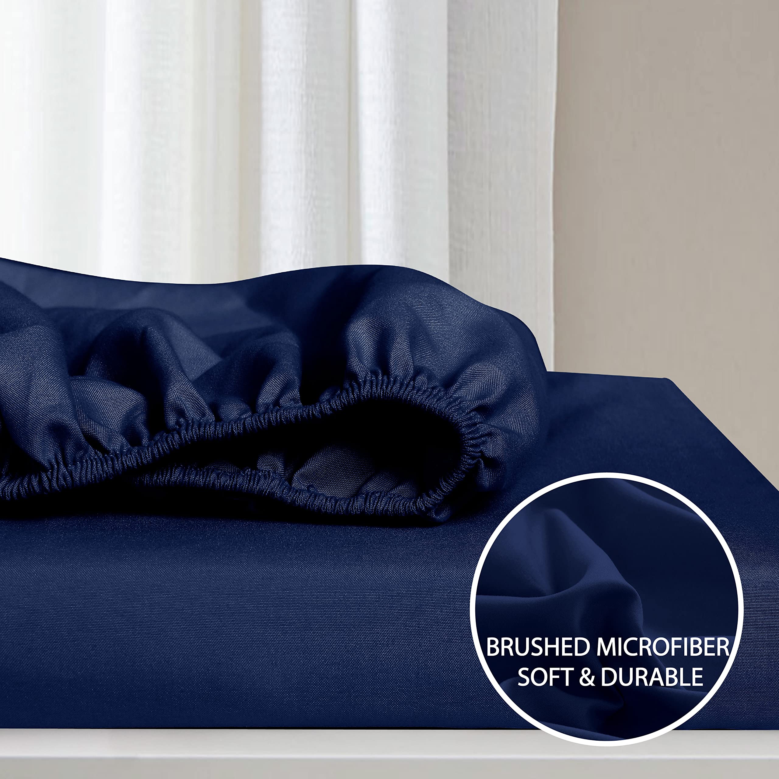 Cathay Home Essentials Ultra Soft Hypoallergenic Wrinkle Resistant Double Brushed Microfiber Bedding Sheet Set, Royal Blue, King