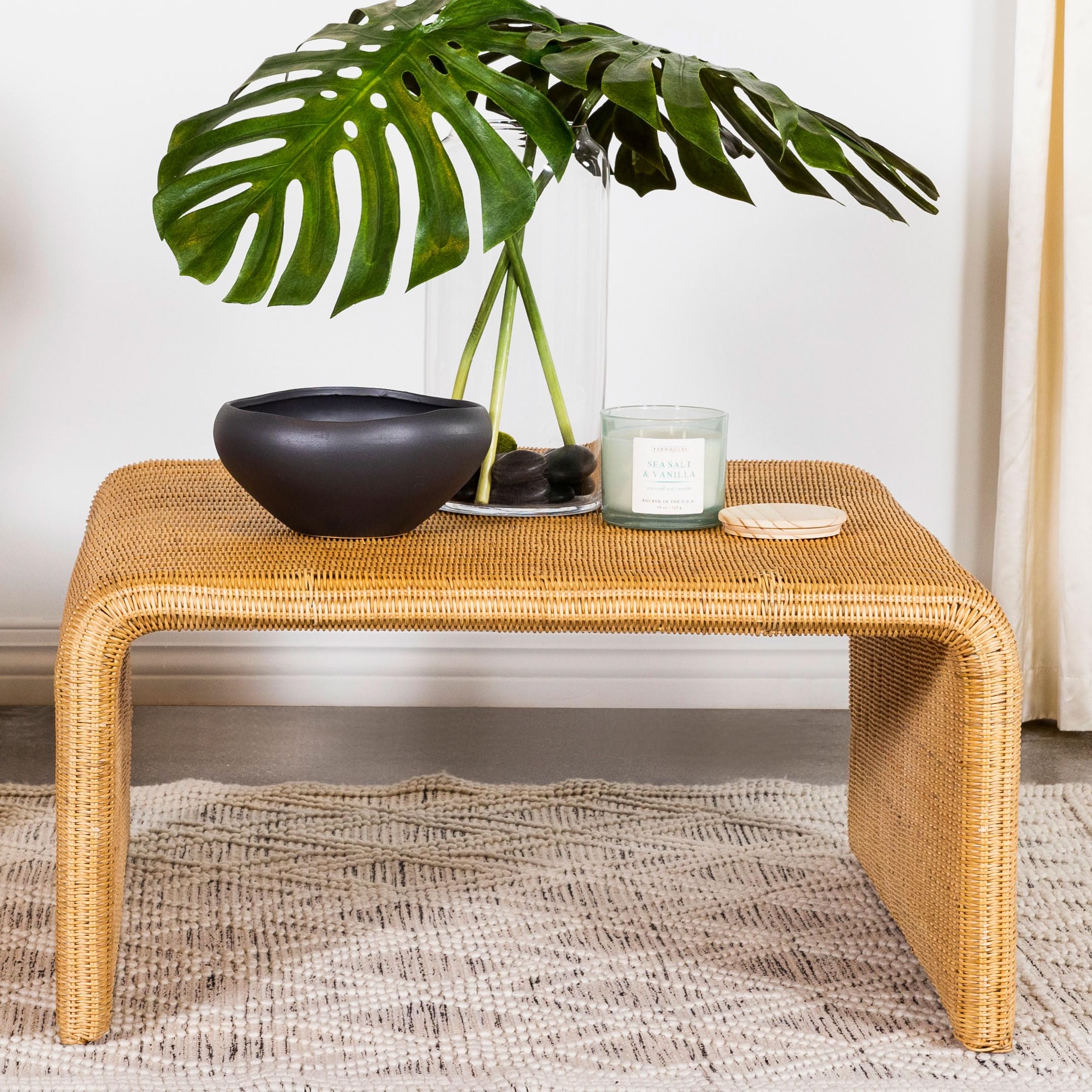 Coaster Home Furnishings Juanita Square Rattan Coffee Table Natural