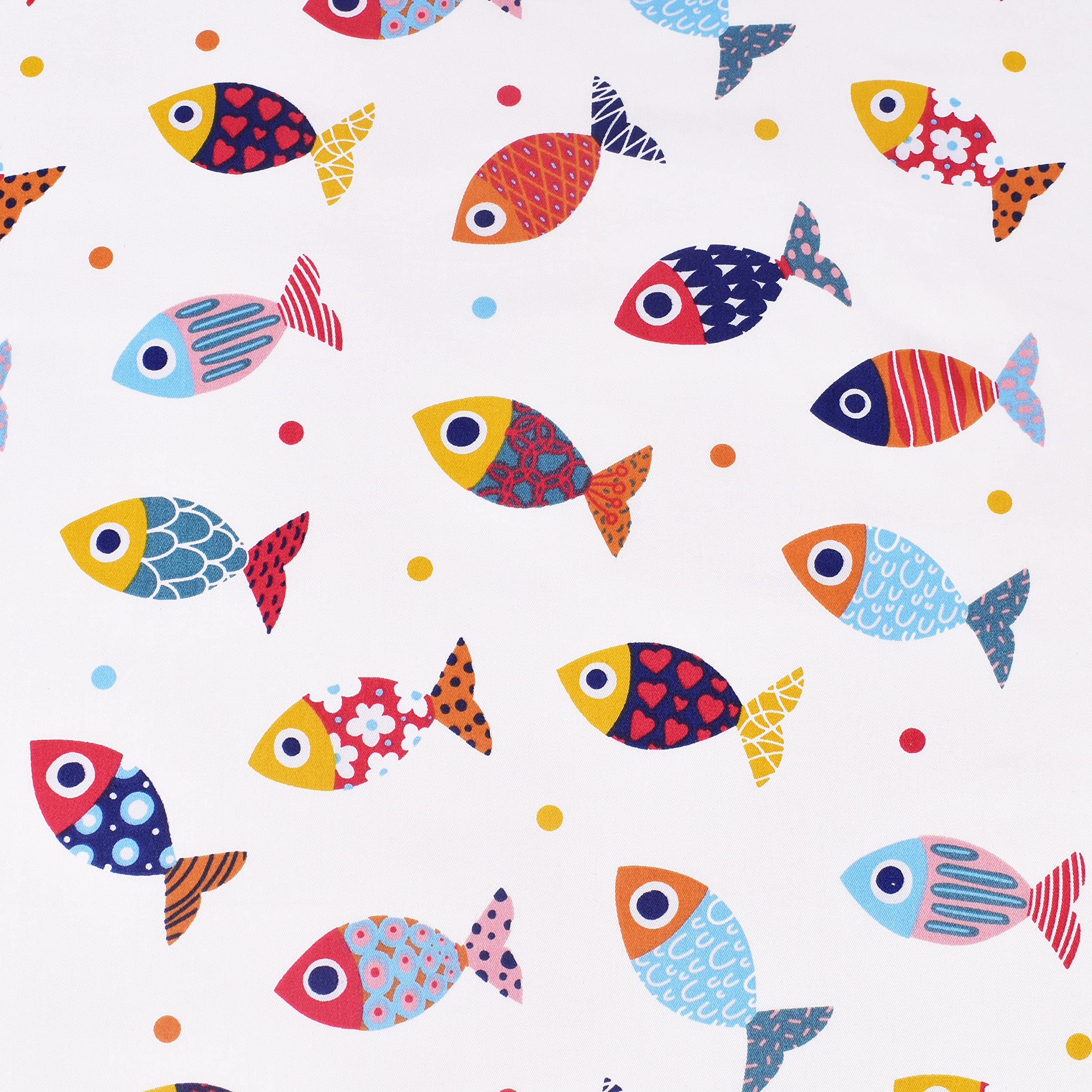 Scientific Sleep 100% Cotton Twin Bed Sheet Set - Colorful Fish Design, 3 Pcs Bedding for Kids, Includes Flat & Fitted Sheets, Pillowcase