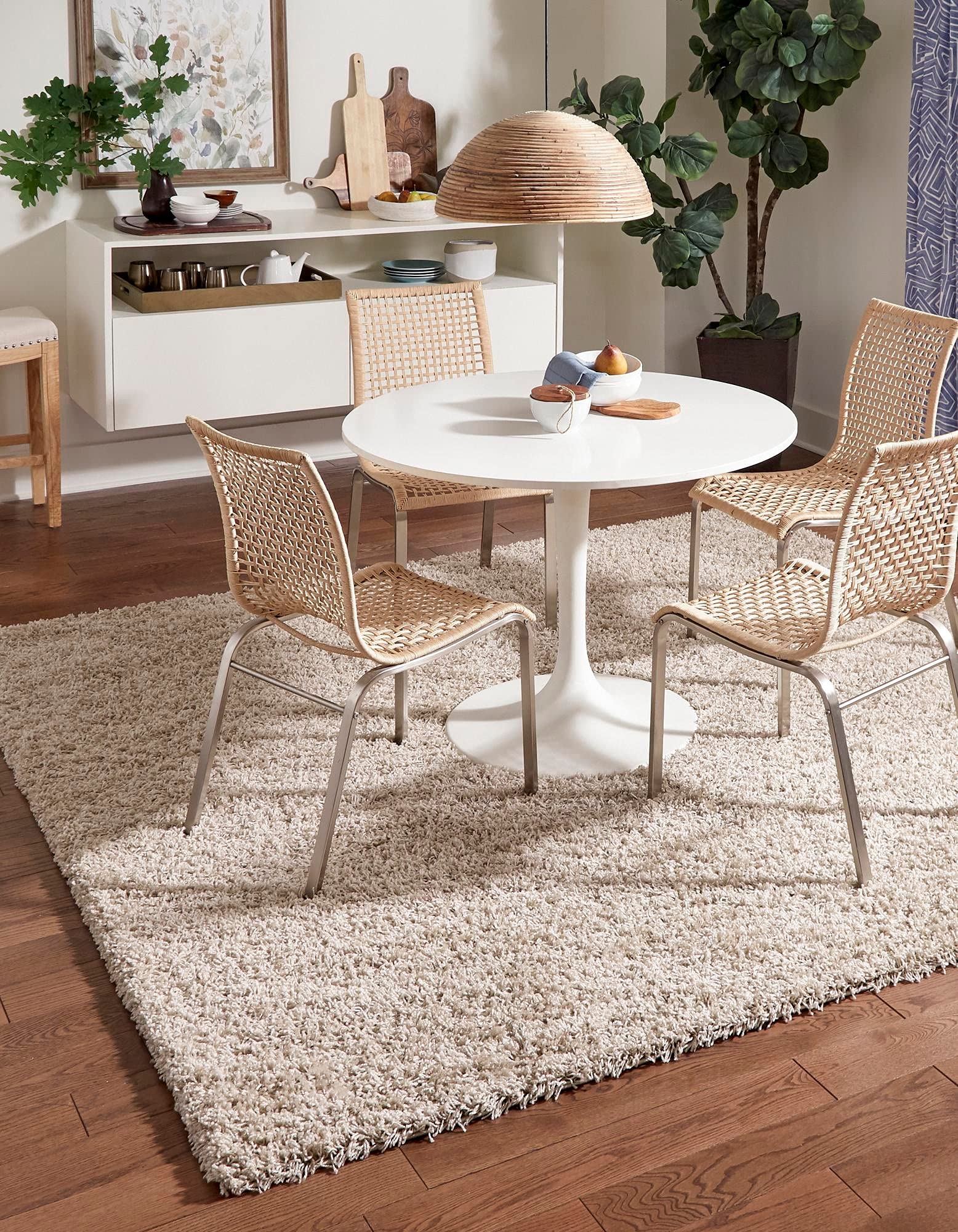 Rugs.com - ber Cozy Solid Shag Collection Rug - 8 Ft Square Taupe Shag Rug Perfect for Living Rooms, Kitchens, Entryways