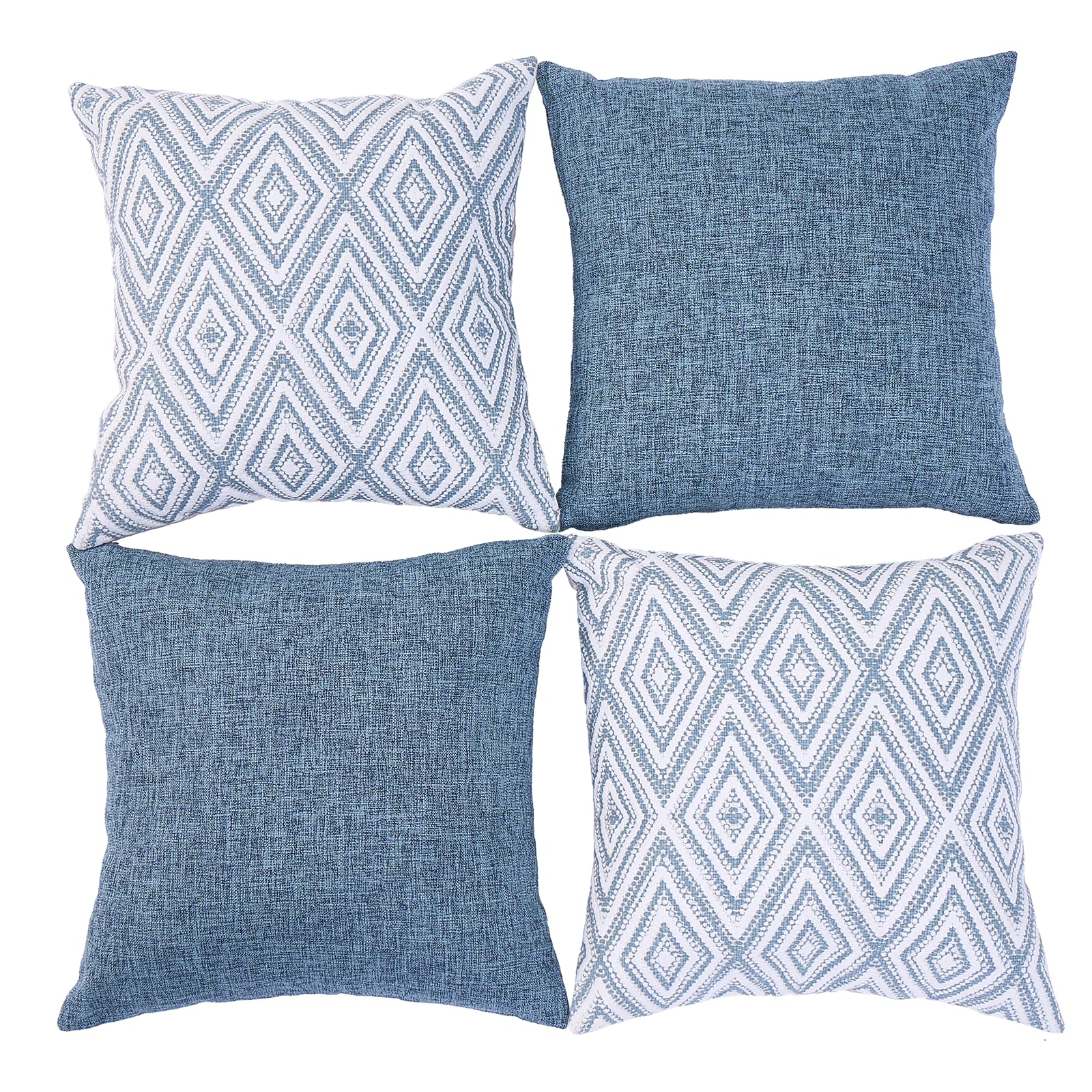 Hpuk Decorative Throw Pillow Covers Set Of 4 Couch Pillows Accent Cushion Cover For Couch Sofa Living Room, 20'X20' Inches, Blue