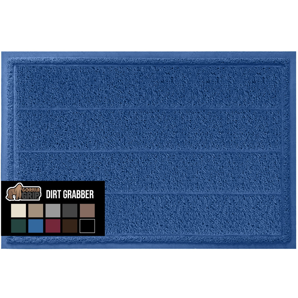 Gorilla Grip Dirt Grabber Mesh Door Mat, Low-Profile, Stain And Fade Resistant Heavy Duty Quick Dry Striped Doormat, Mats For Indoor Outdoor Entry, Shoe Scraper, Garage Entrance Mat, 47X35, Blue