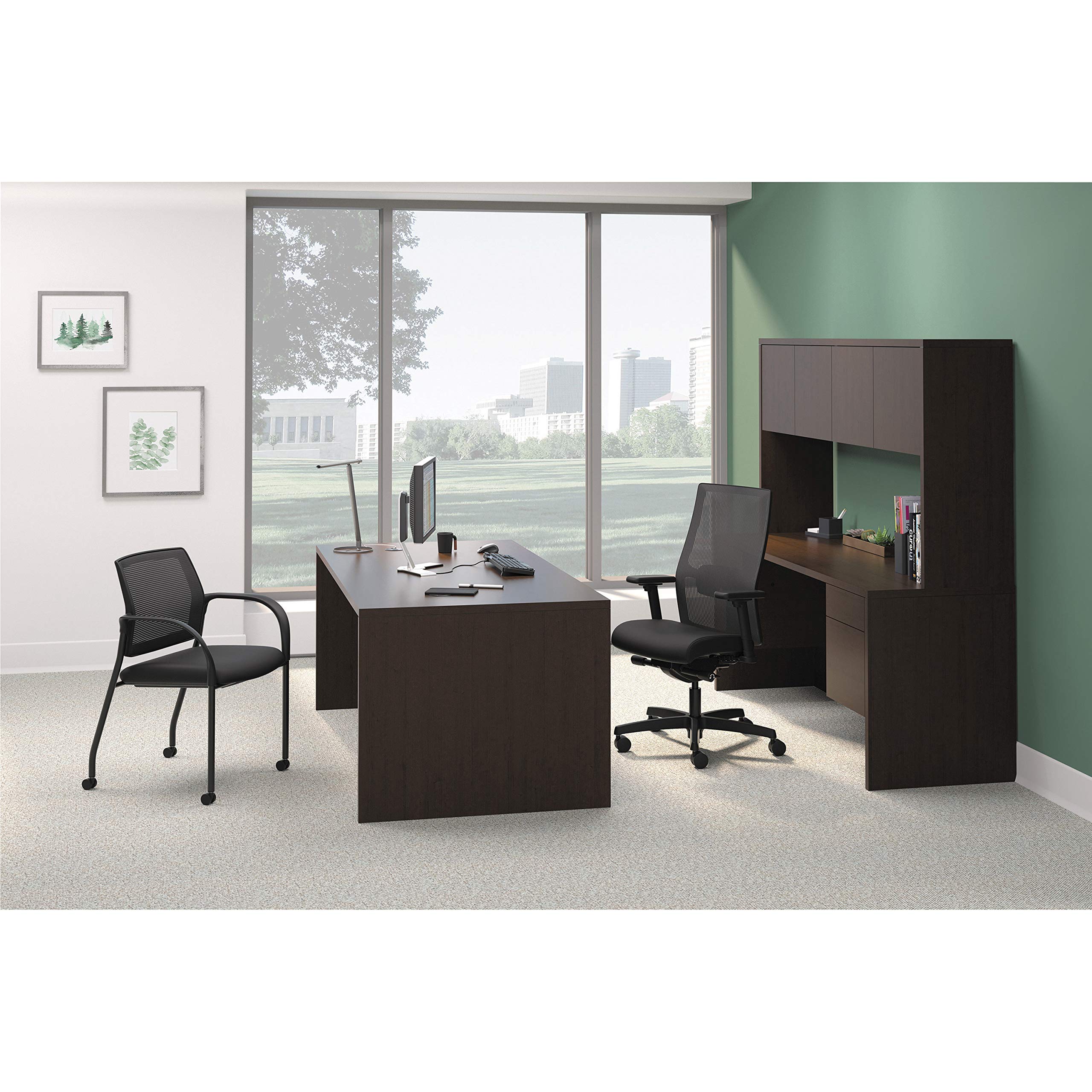 The Hon Company 10500 Series W Stack-On Hutch Back Enclosure, 72-Inch, Mahogany