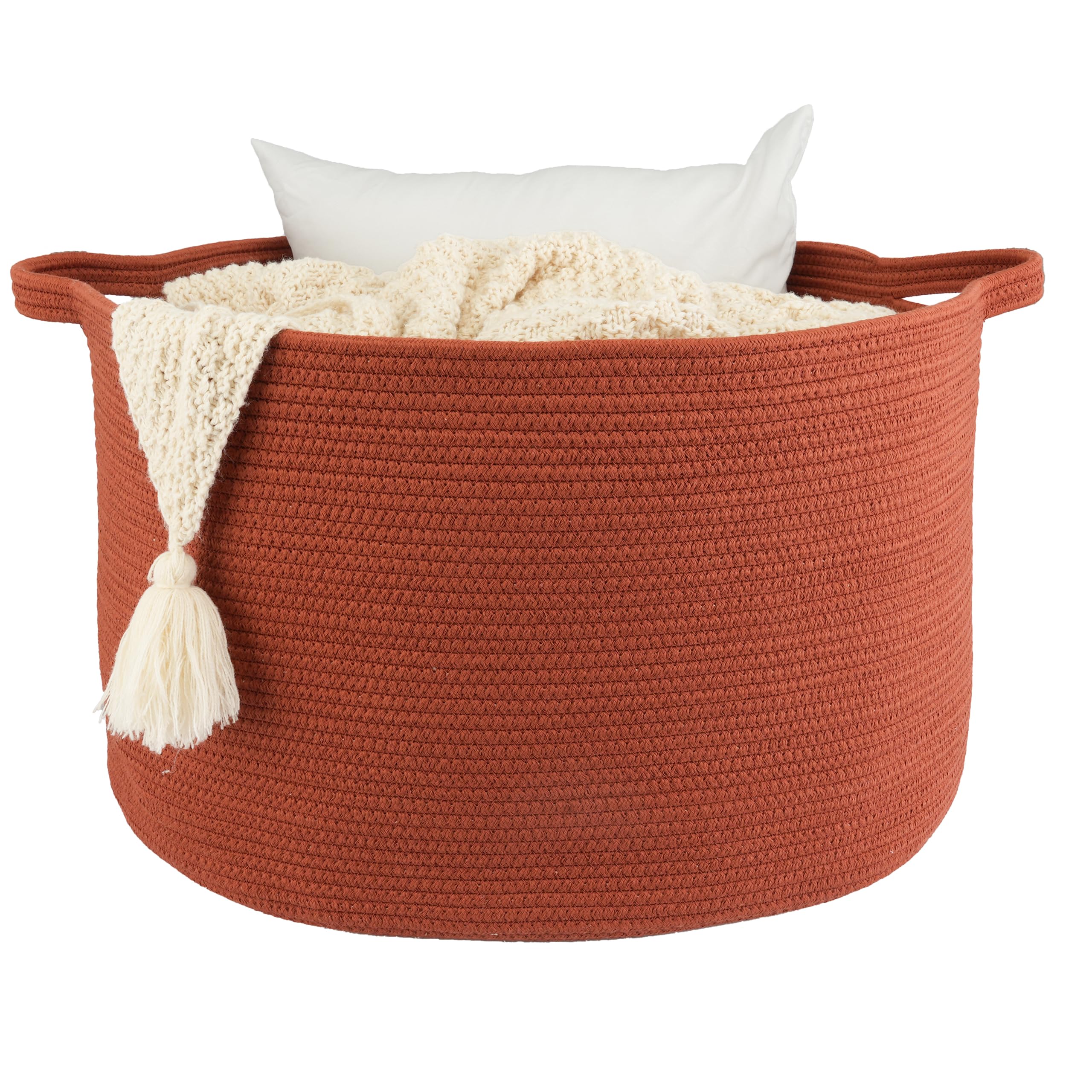 XUANGUO Large Cotton Rope Basket Blankets Basket Living Room 22x14 Toy Baskets for Kids and Dogs Rope Storage Baskets for Nurser