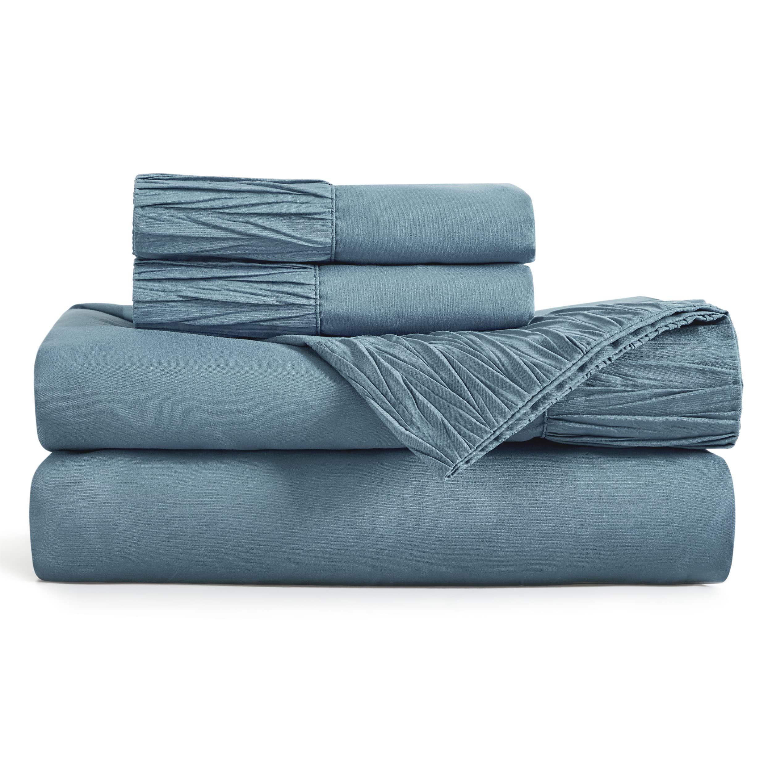 Bedsure Full Size Sheet Sets - Soft 1800 Sheets For Full Size Bed, 4 Pieces Hotel Luxury Mineral Blue Sheets Full, Easy Care Pol