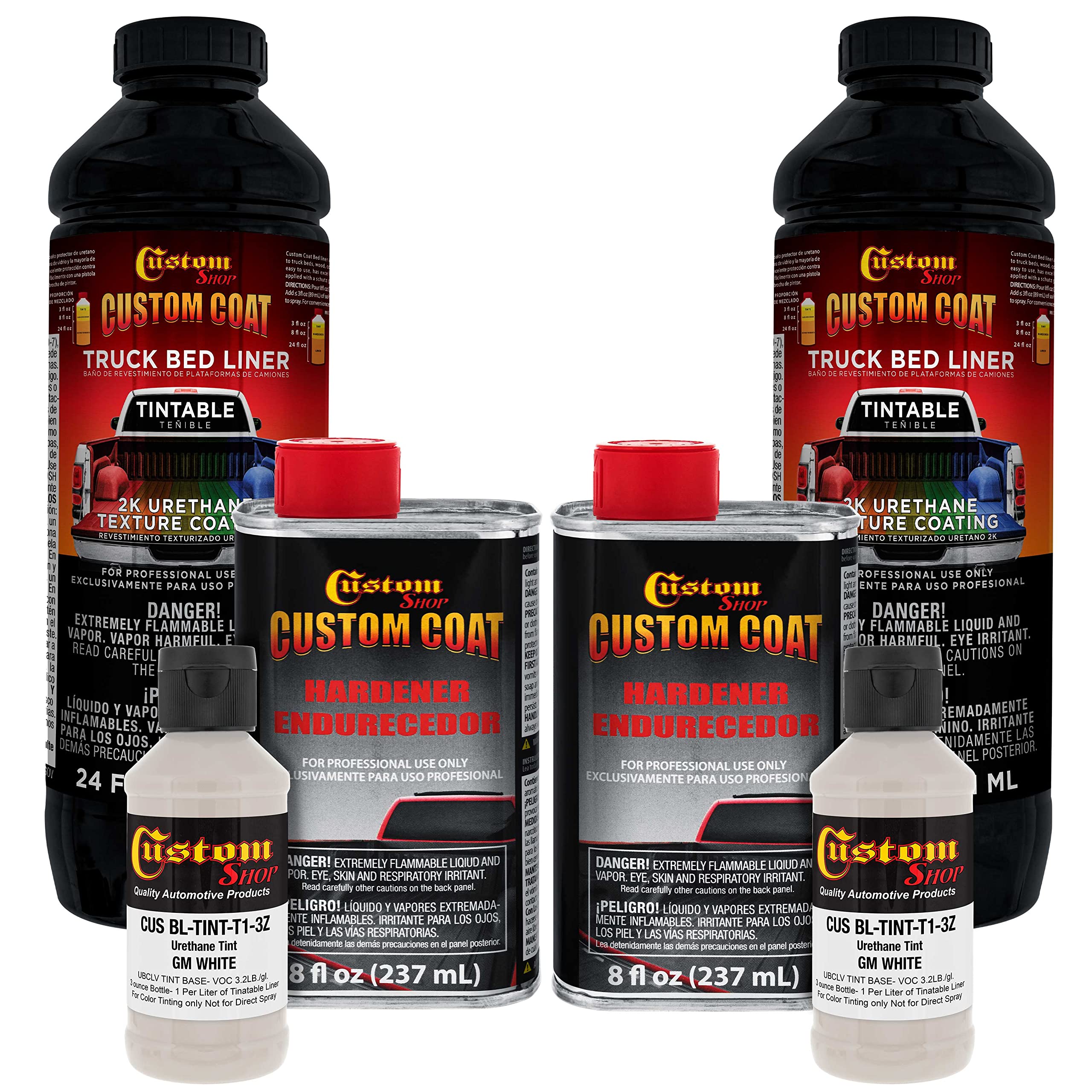 Custom Coat Gm White 2 Quart (1/2 Gallon) Urethane Spray-On Truck Bed Liner Kit - Easy Mixing, Just Shake, Shoot - Durable Textu
