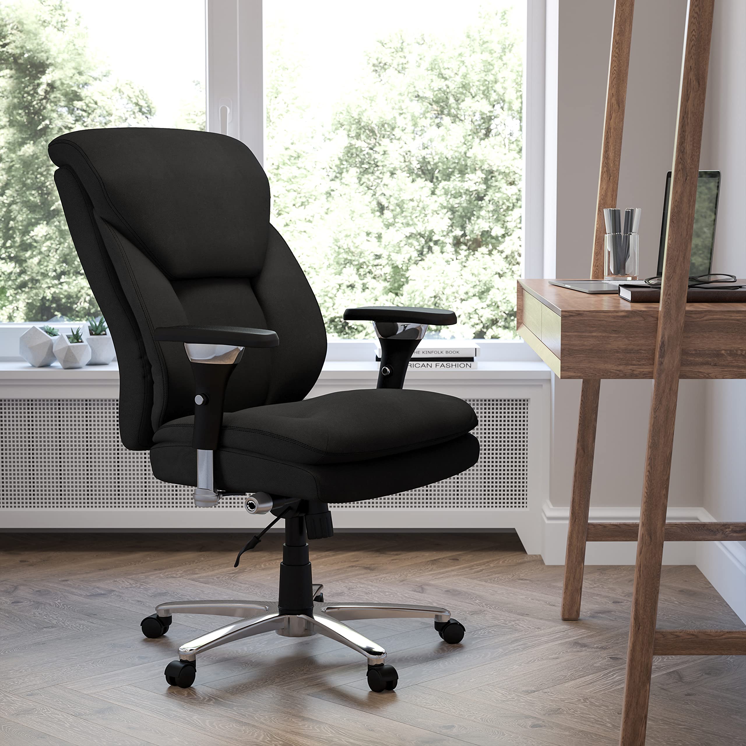 Flash Furniture Hercules Series Swivel Office Chair with Extra Wide Seat, Ergonomic High-Back Executive Chair with Padded Seat and Arms, Black