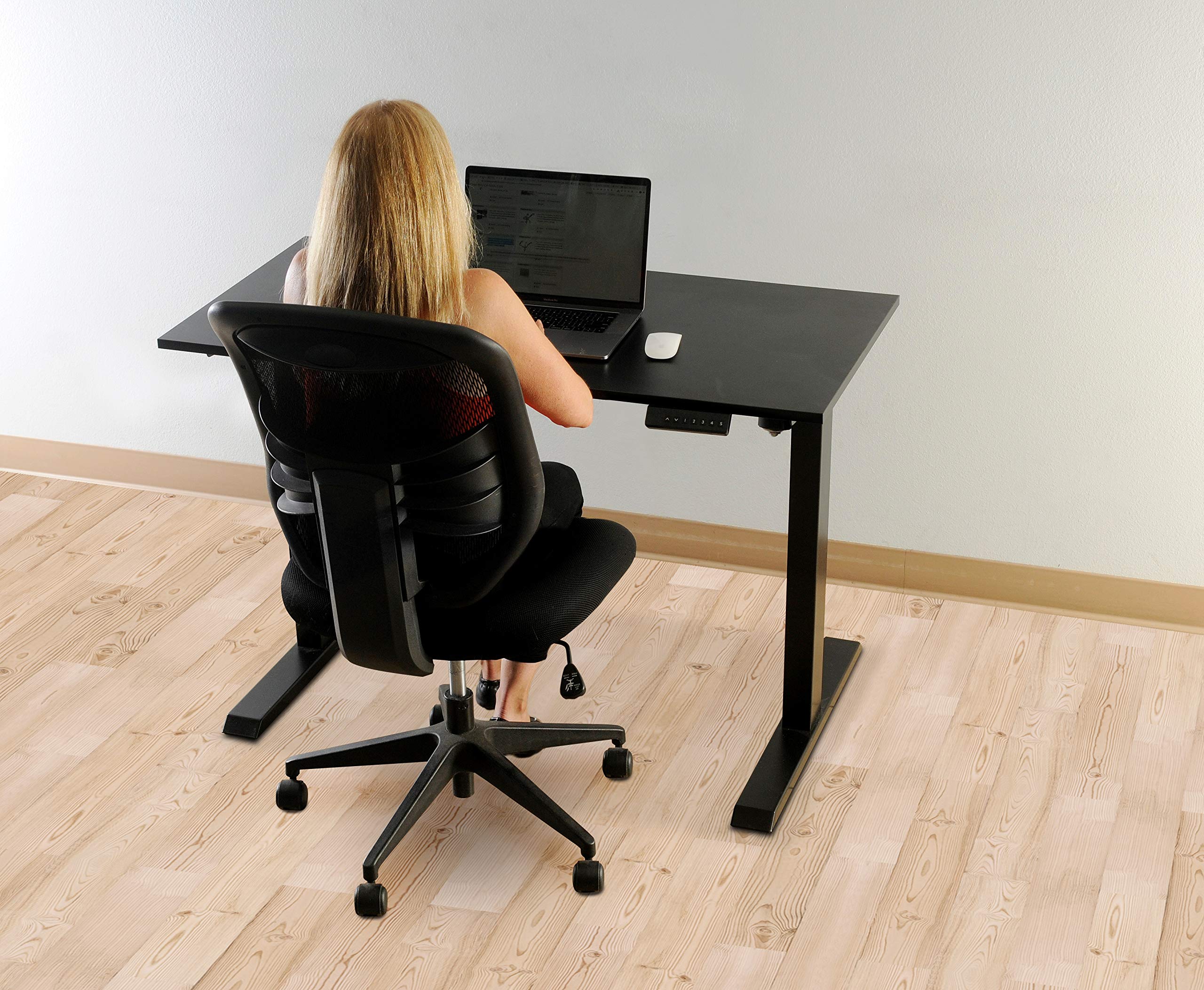 TechOrbits Electric Standing Desk Frame 47 x 24 Inch Motorized Workstation Two Leg Black Engineered Wood