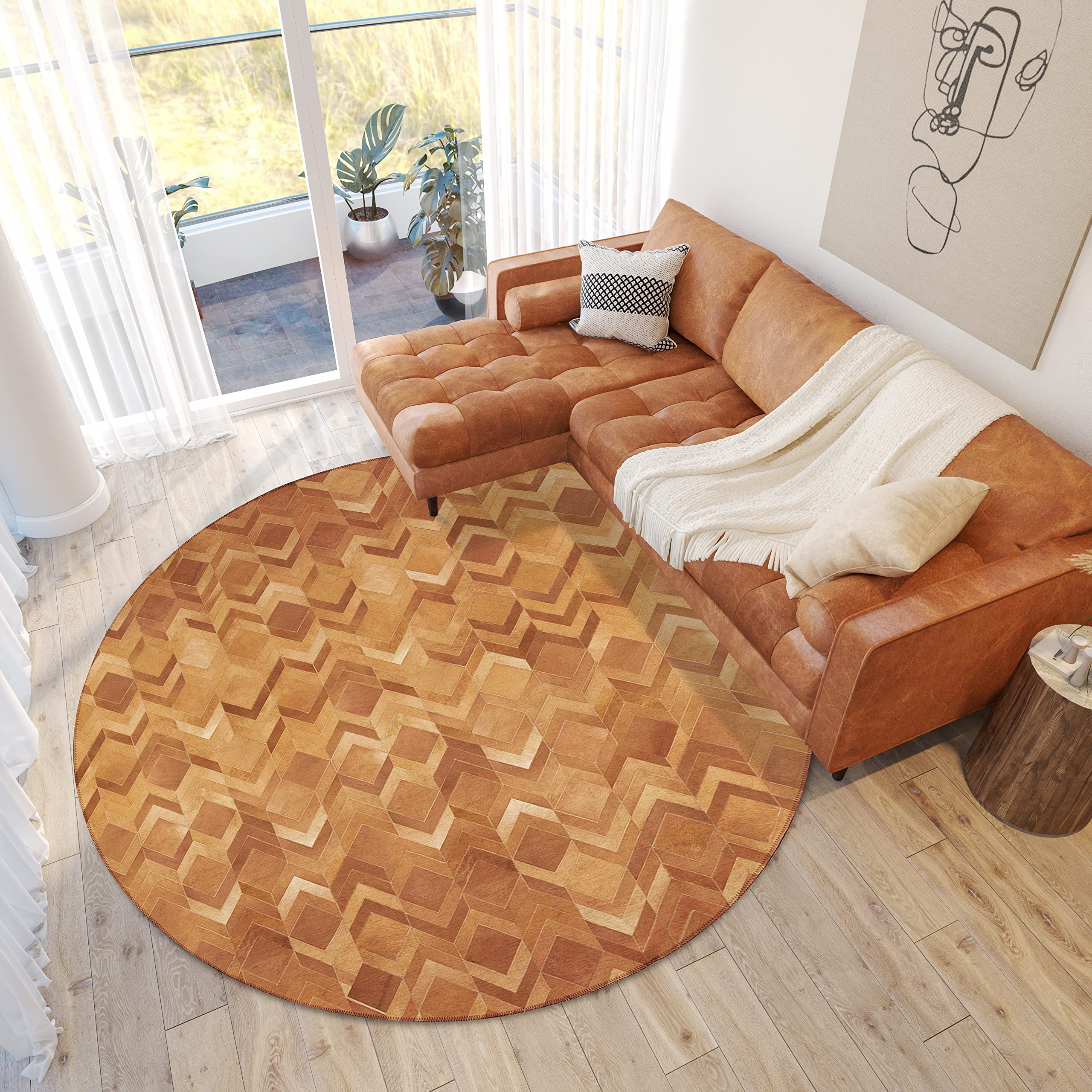 Dalyn Rugs Stetson Patchwork Faux Cowhide Ss5 Spice 8' X 8'
