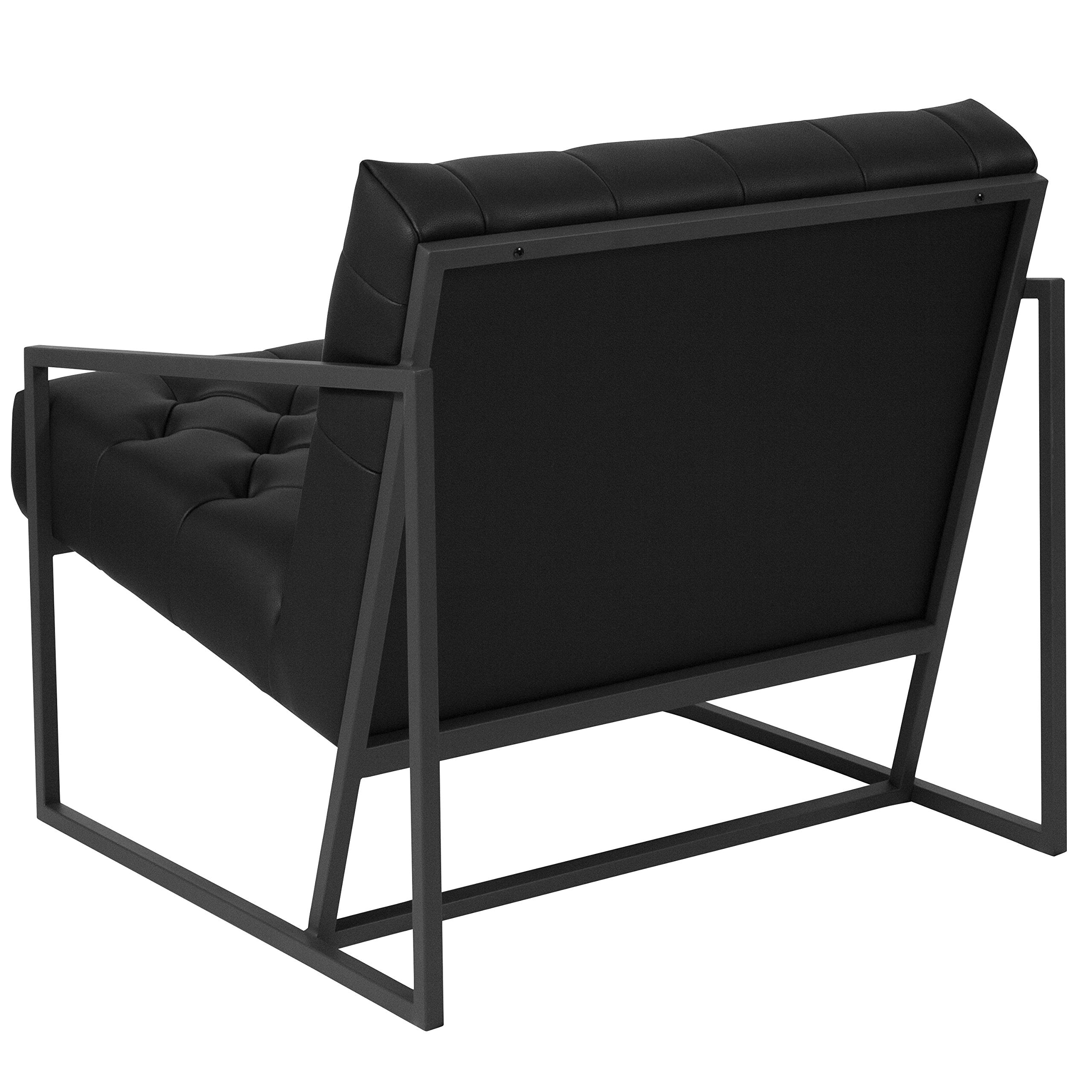 Flash Furniture Hercules Madison Series Leathersoft Tufted Lounge Chair, Tufted Retro Accent Chair For Living Room Or Office, Black