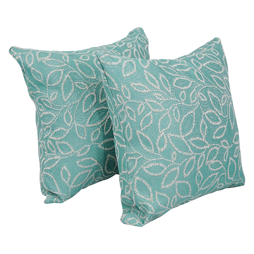 Blazing Needles Square Polyester Jacquard Throw Pillows, 17", Florian Seagla 2 Count