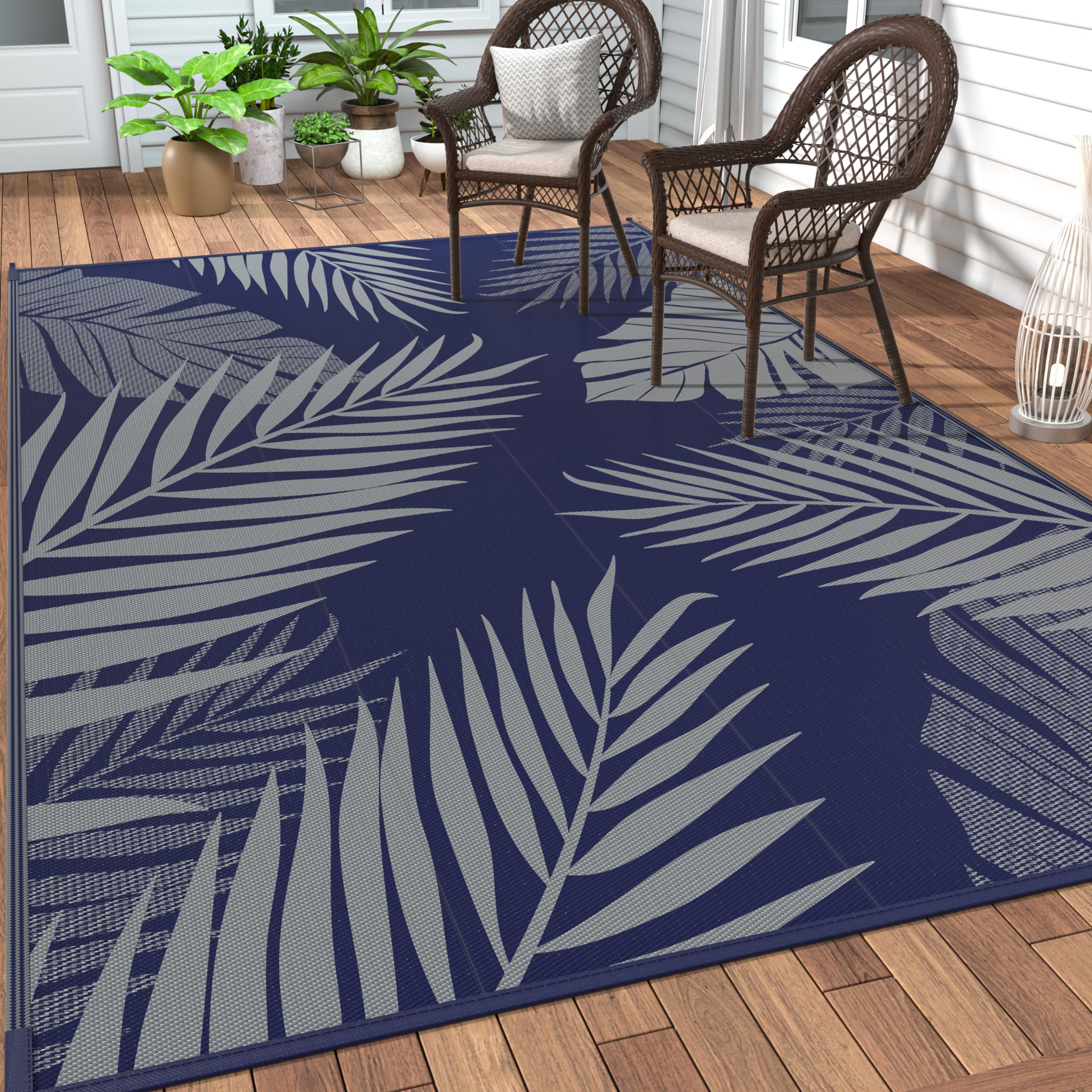 Genimo Outdoor Rug 4' X 6' Waterproof For Patios Clearance, Reversible Outdoor Plastic Straw Camping Rug Carpet, Large Area Rugs