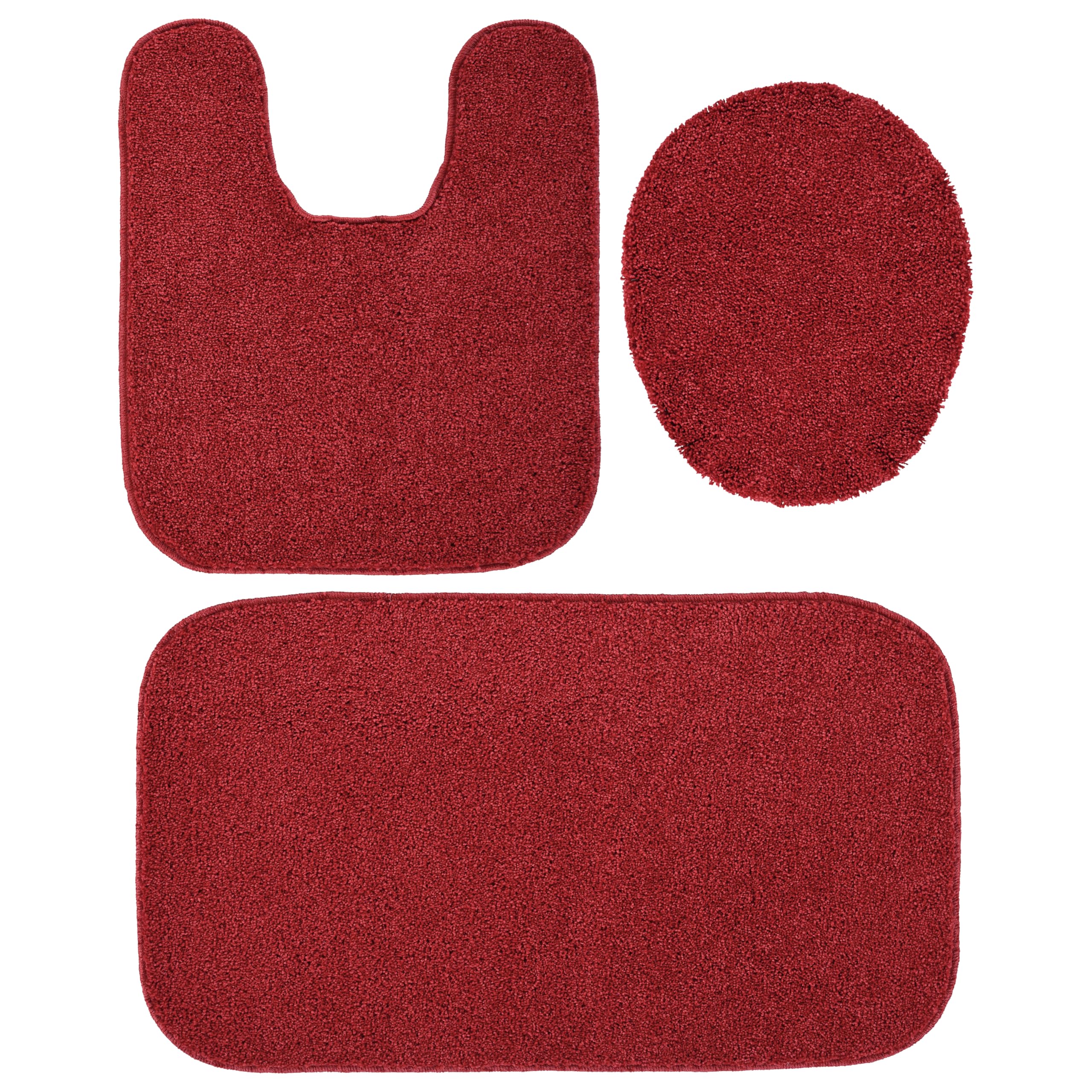 Garland Rug Gramercy Plush Polypropylene Washable Bath Rug Set, 3 Piece (Toilet Lid Cover, Contour Rug, 20 x34 Bath Rugs) Class
