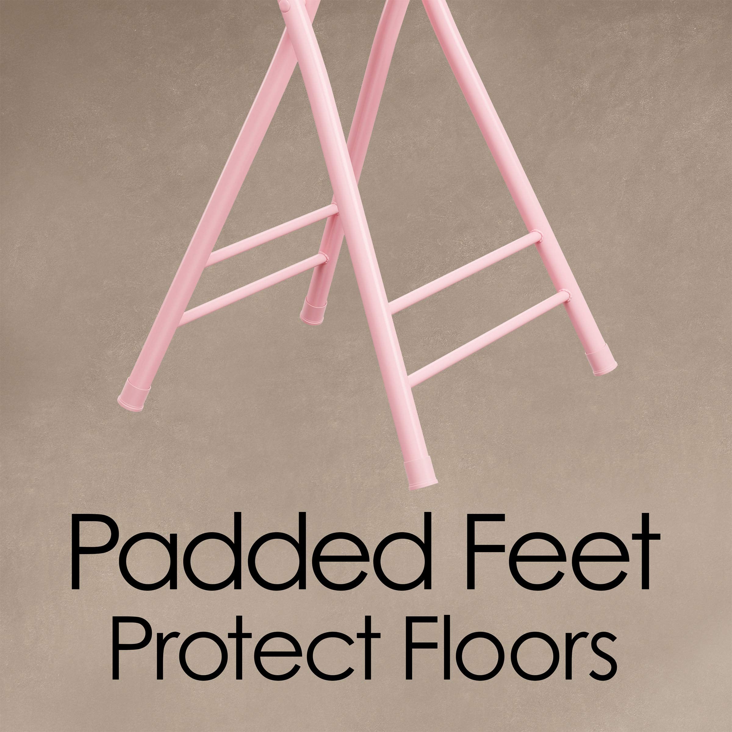 Lavish Home Folding Stool - Backless 24-Inch Stool With 225Lb Capacity For Kitchen Or Rec Room - Portable Indoor Counter Bar Stools (Pink)
