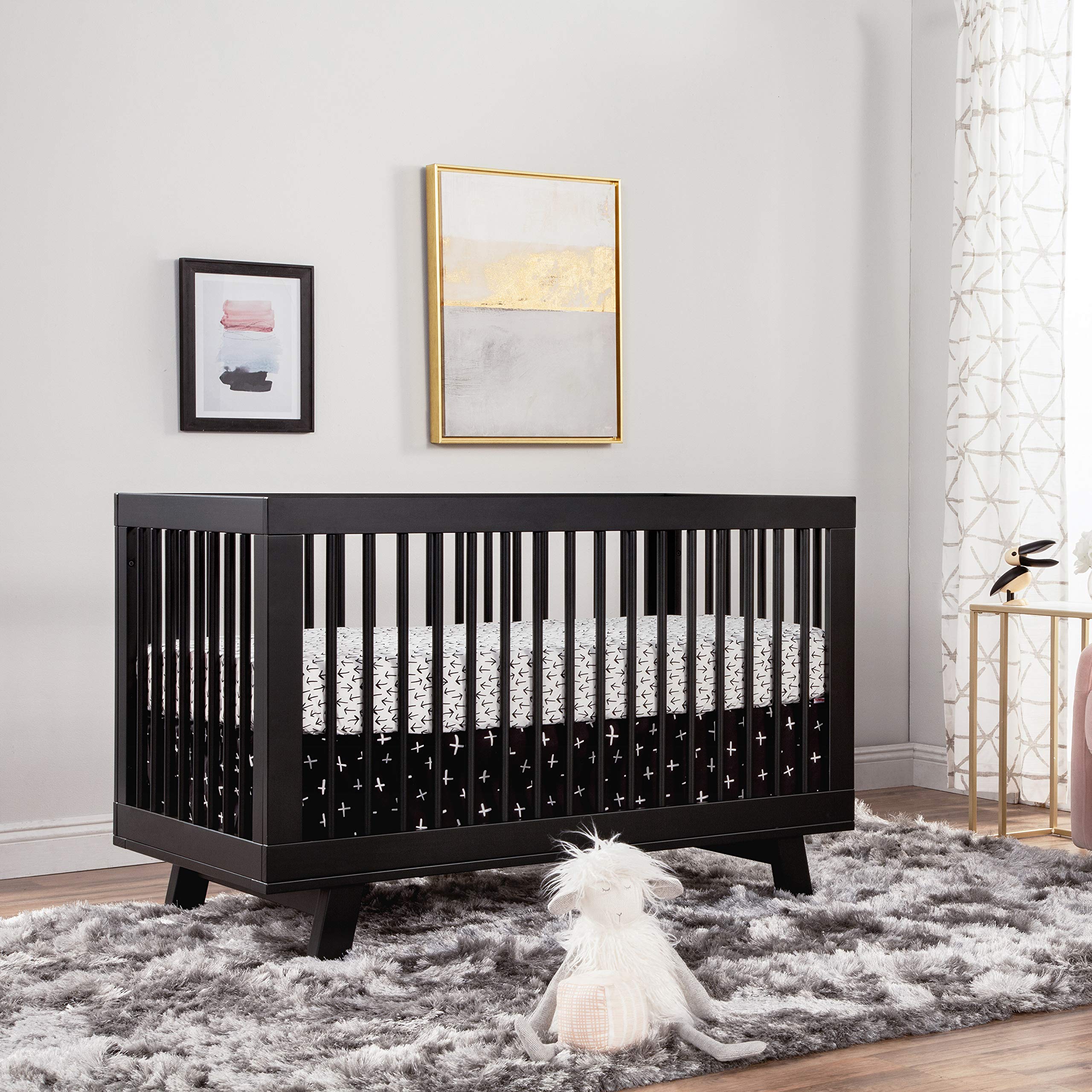 Babyletto Hudson 3-In-1 Convertible Crib With Toddler Bed Conversion Kit In White And Washed Natural, Greenguard Gold Certified