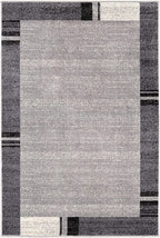 HomeRoots Grey 100% Twisted Polyester 4â€ x 6â€ Gray Modern Bordered Area Rug