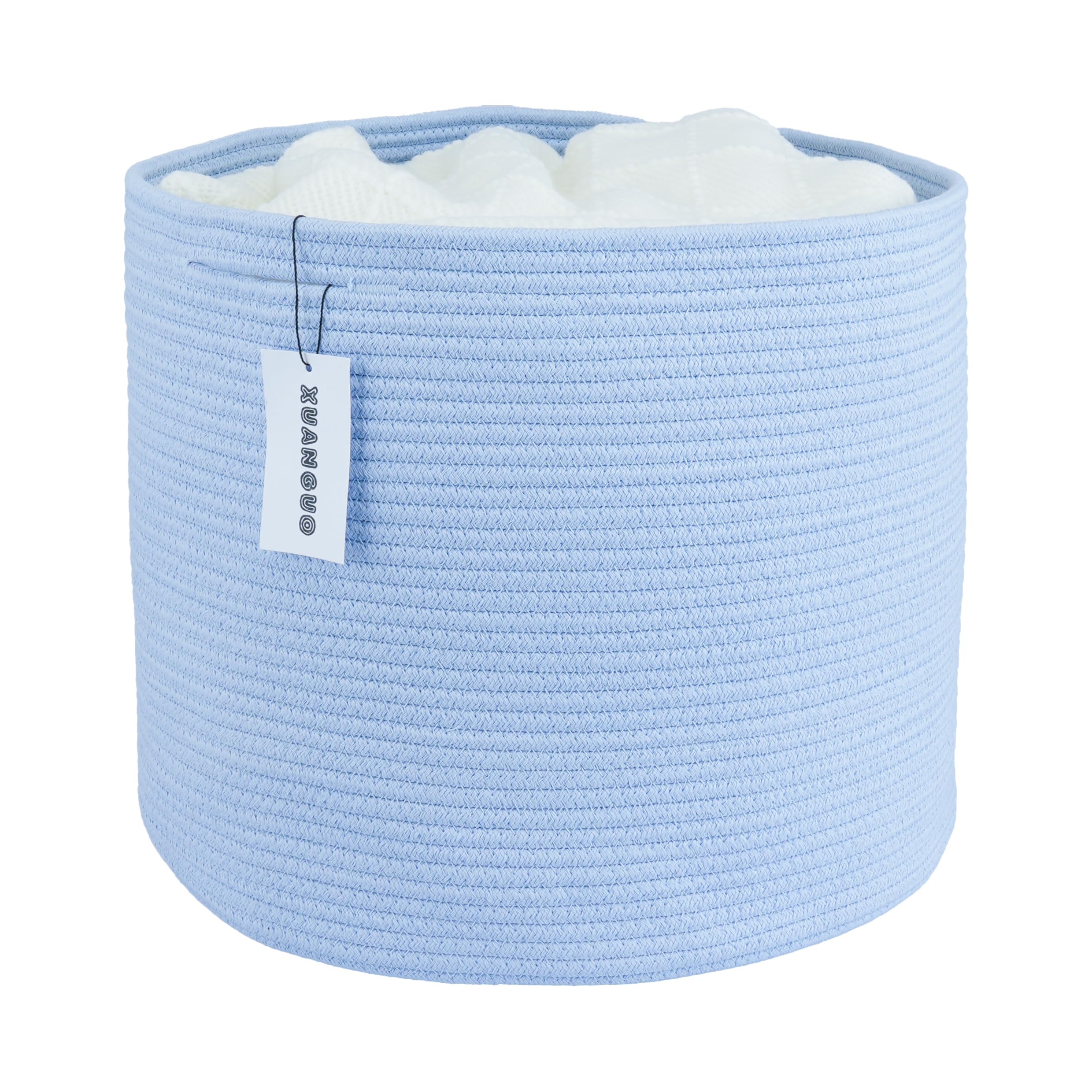 XUANGUO Cotton Rope Basket For Girls Boys Kids 16   X14    Baby Laundry Baskets Nursery Bin Round Woven Basket For Storage Toys 