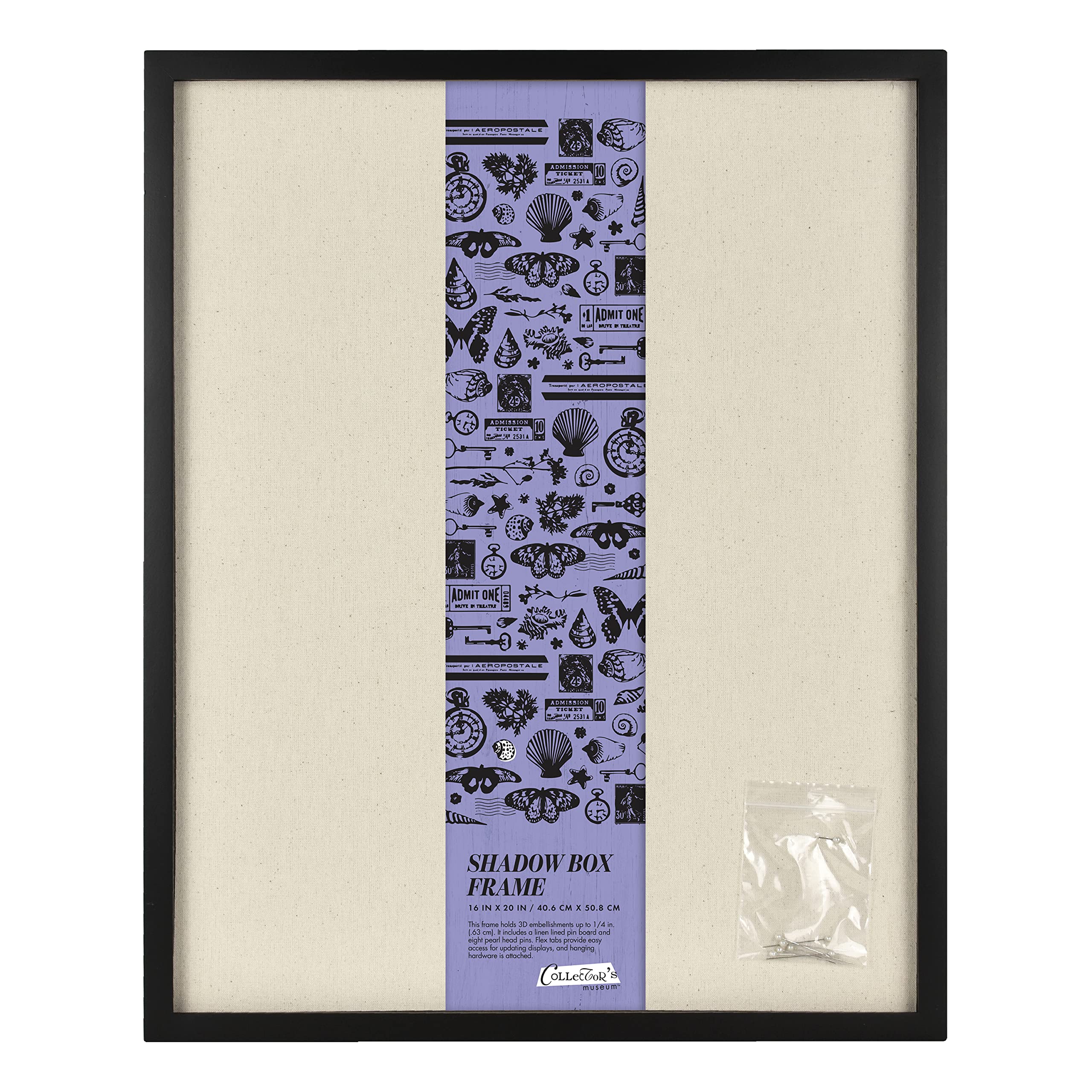 MCS Linen Lined Shadow Box Frame, 12 x 12 Inch, Black