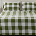 4 Piece 100% Turkish Cotton King Green Printed Flannel Sheets Set | Deep Pocket, Soft Sheets | Warm, Double Brushed Bed Sheets |