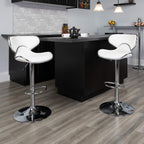 Flash Furniture Devin Contemporary Cozy Mid-Back White Vinyl Adjustable Height Barstool with Chrome Base
