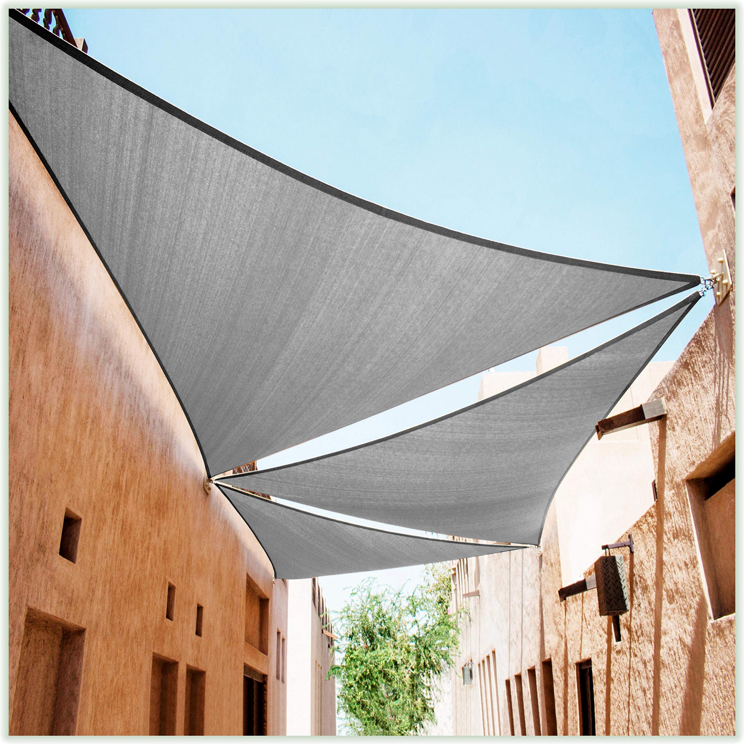 Colourtree Ctapt14 Custom Size Order To Make 4' X 4' X 4' Grey Triangle Sun Shade Sail Canopy Mesh Fabric Uv Block Upf50 - Comme