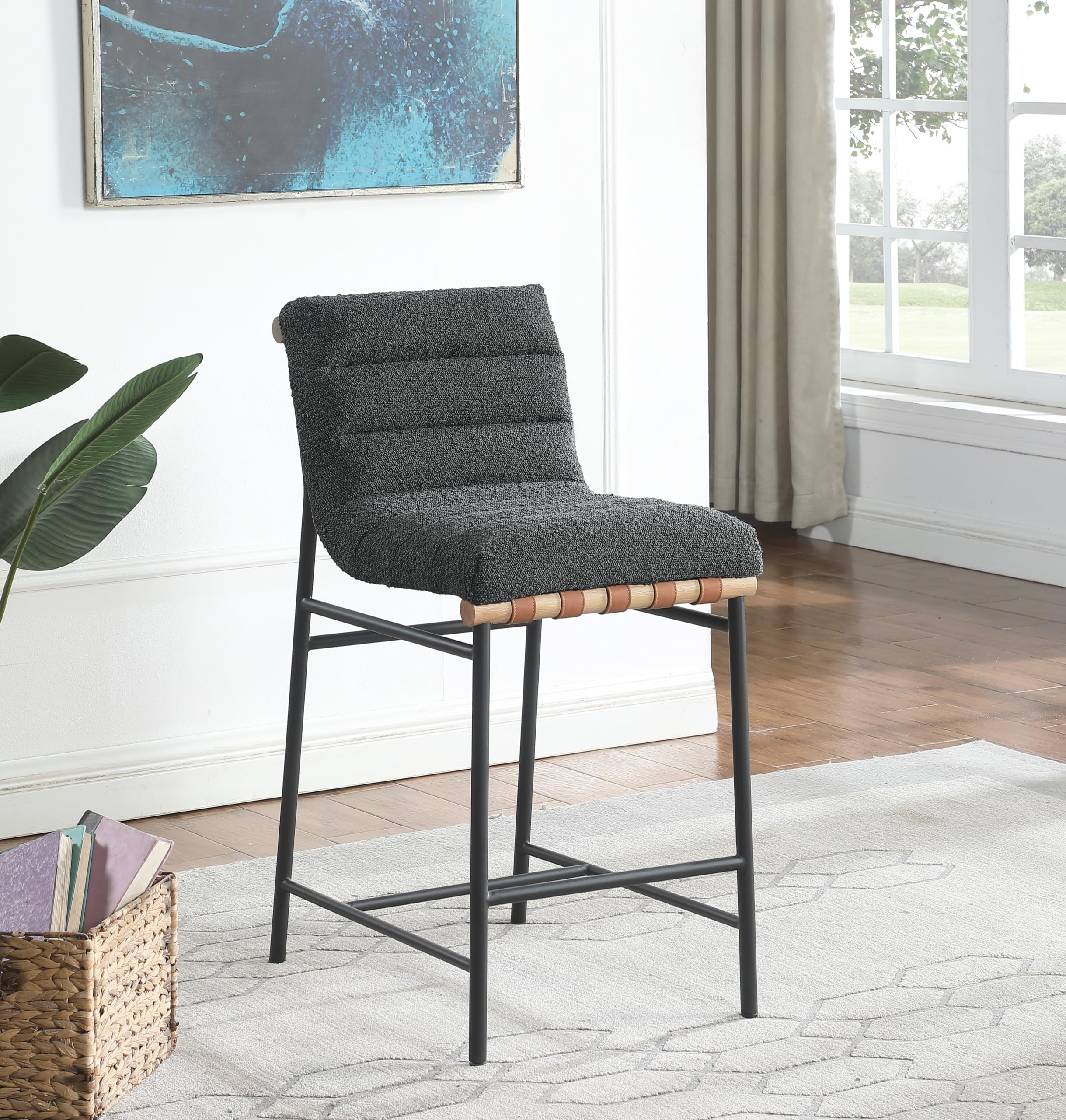 LILOLA LIVING Lahni Dark Gray Boucle Fabric Counter Height Chair
