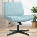 Orange Factory Criss Cross Chair No Wheel Wide Cross Legged Office Desk Vanity Chair Comfy Fabric Armless Adjustable Swivel for 