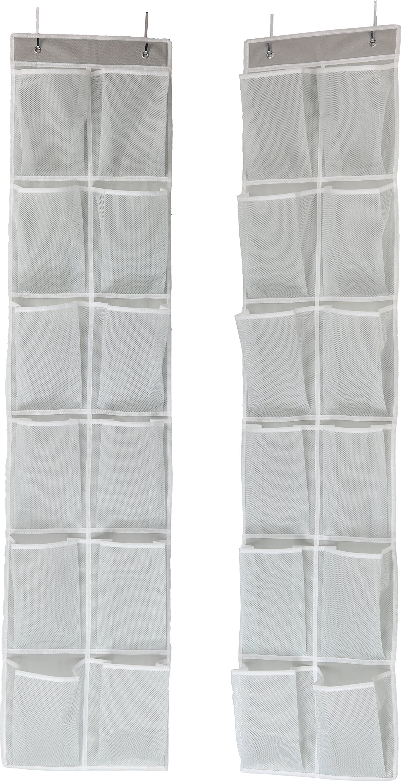 Simple Houseware 24 Pockets - 2Pk 12 Large Pockets Over Door Hanging Shoe Organizer, Grey