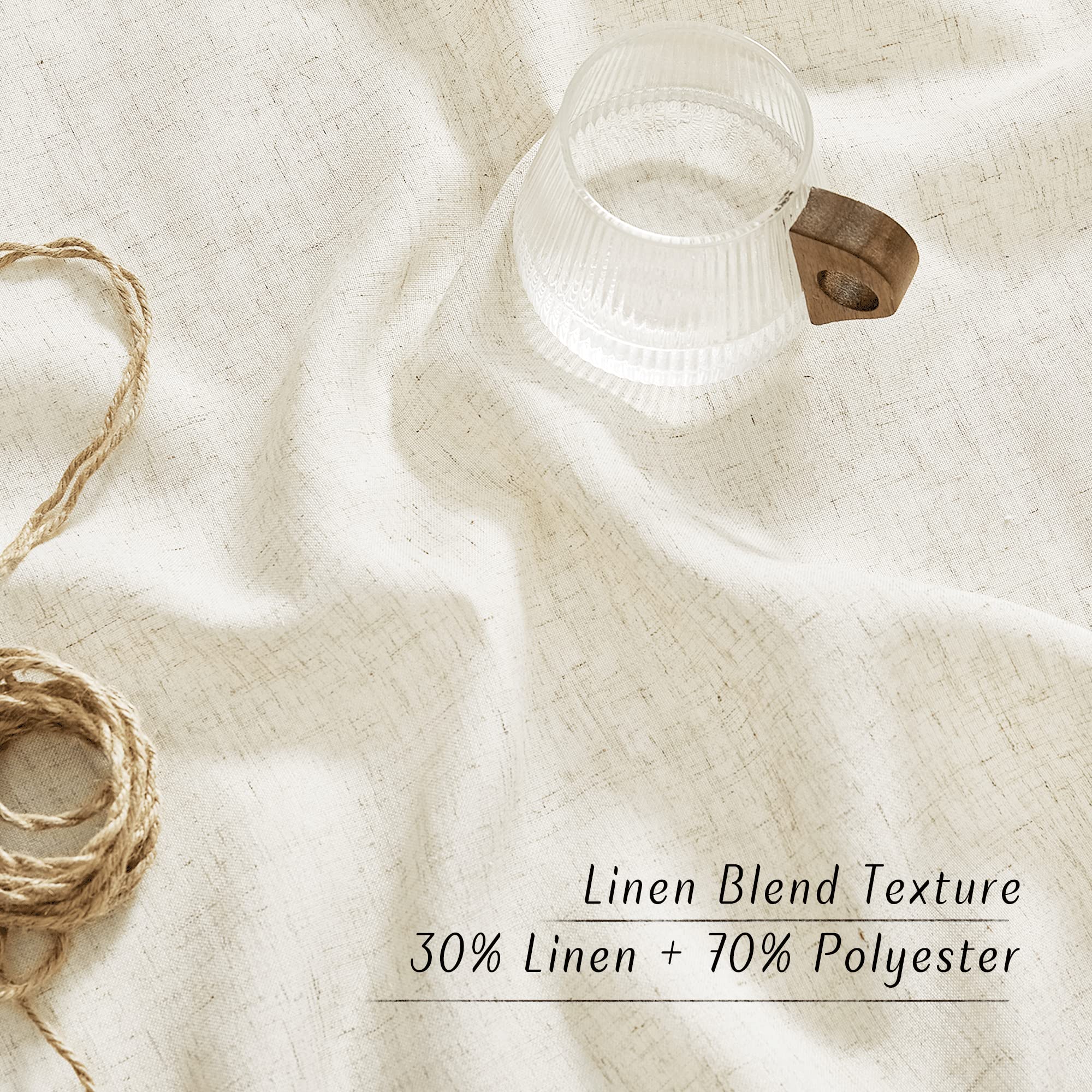 Nicetown Linen Flax Semi Sheer Curtains 72' Length, Grommet Window Treatments Privacy Added With Light Penetration Vertical Drapes For Loft/Home Office, Natural, W55 X L72, 2 Panels
