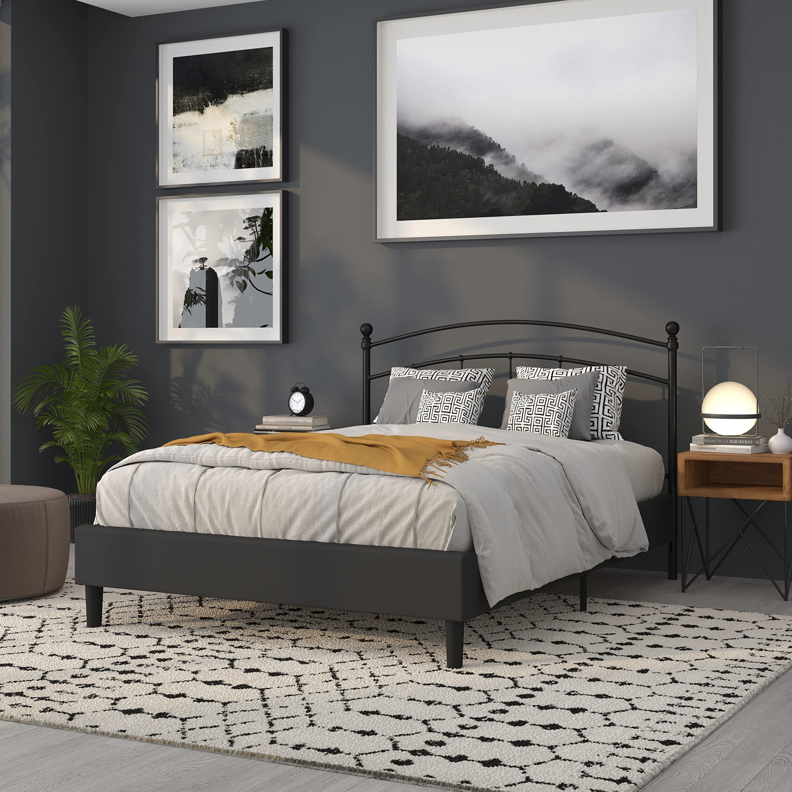 Flash Furniture Woodstock Decorative Black Metal Queen Size Headboard