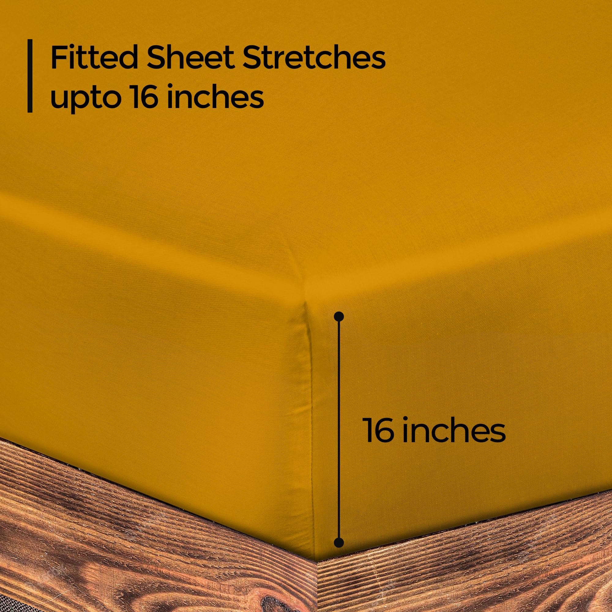 Royale Linens 300 Thread Count 100% Long Staple Combed Cotton Fitted Sheet - Super Soft Deep Pocket Bottom Sheet - Yellow Fitted