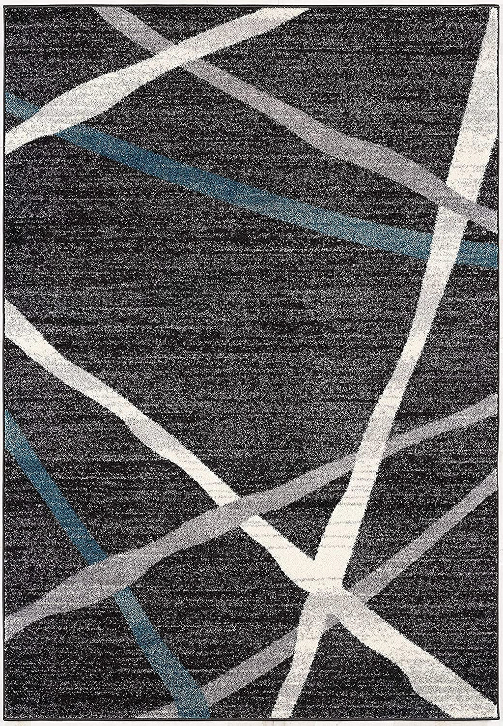 HomeRoots Grey 100% Twisted Polyester 7â€ x 9â€ Distressed Black and Gray Abstract Area Rug