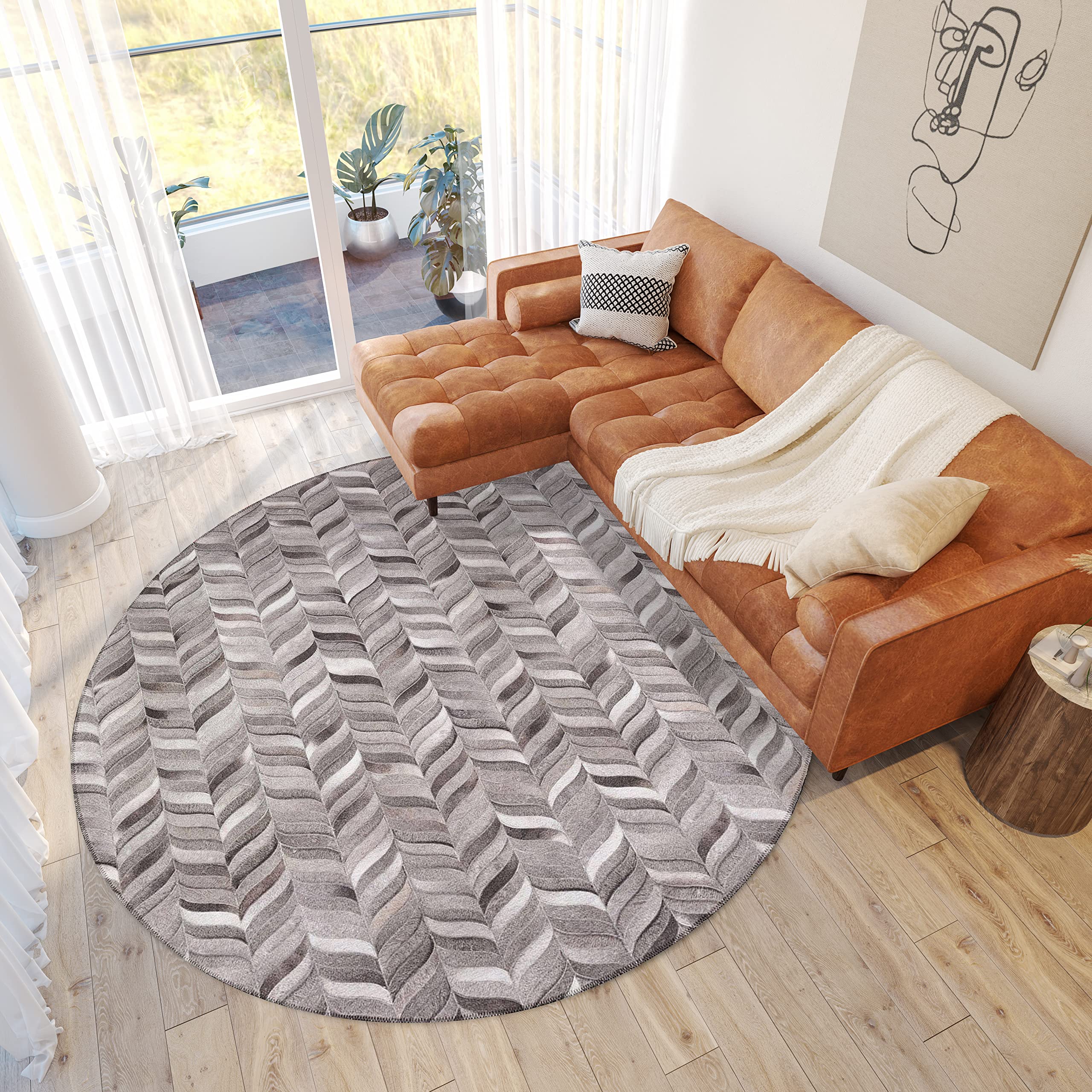 Dalyn Rugs Stetson Patchwork Faux Cowhide Ss11 Flannel 8' X 8'