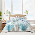 Tritard Coastal Comforter Set Full Size 3 Piece, Soft Beach Themed Comforter, Ocean Nautical Lightweight Bedding Sets For All Se