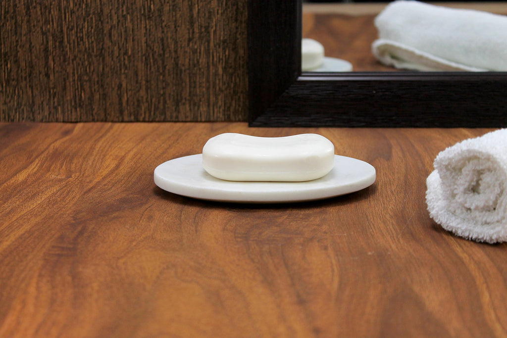 Kleo White Marble Stone Soap Dish Soap Holder Bath Accessories Bathroom Accessories (Oval)