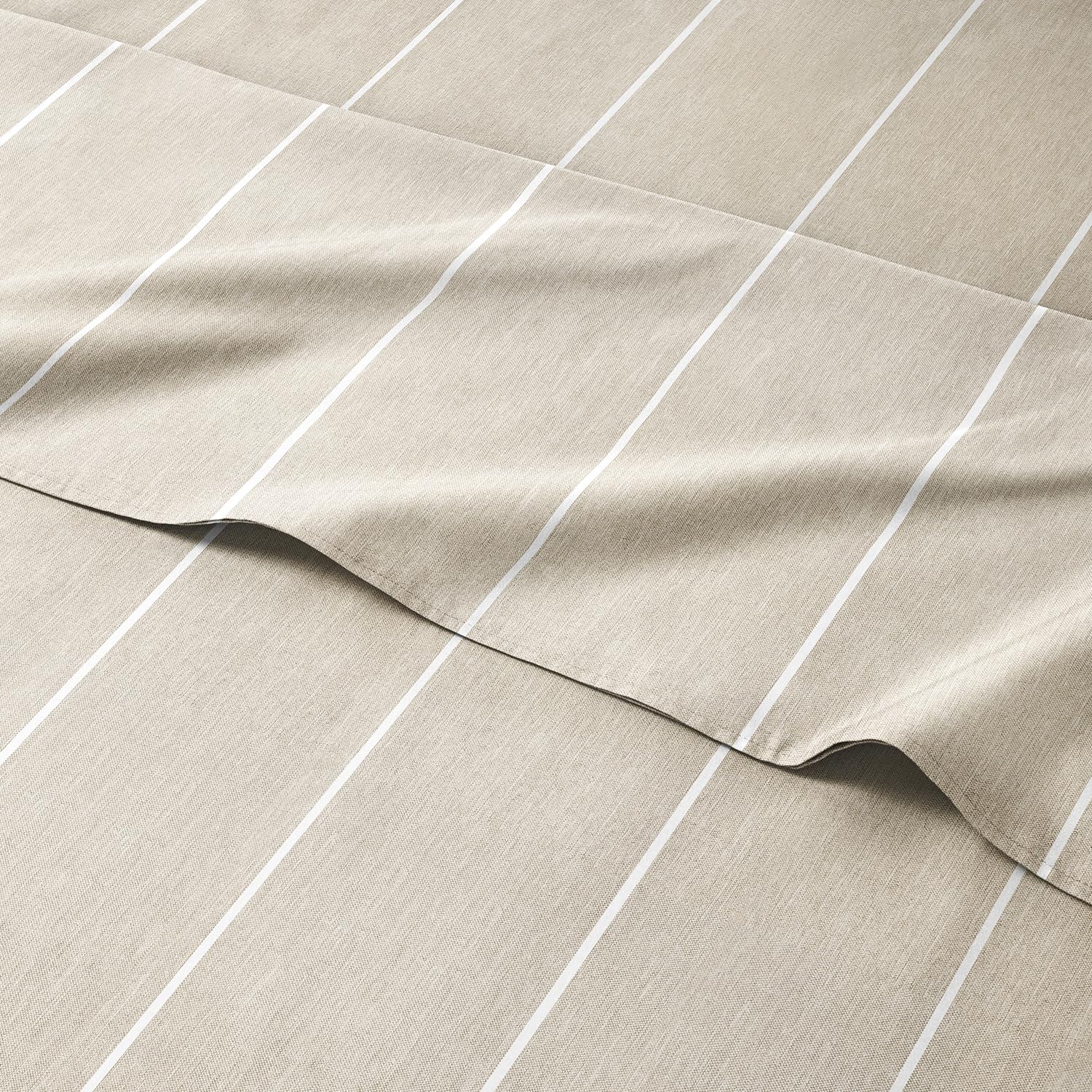 King Size 4 Piece Bedding Sheet Set - Breathable & Cooling - Hotel Luxury Bed Sheets Set - Easy Fit - Soft, Wrinkle Free & Comfy Beige Stripes Oeko-Tex Bedding Sheets - Deep Pockets 4 Piece Sheet Set