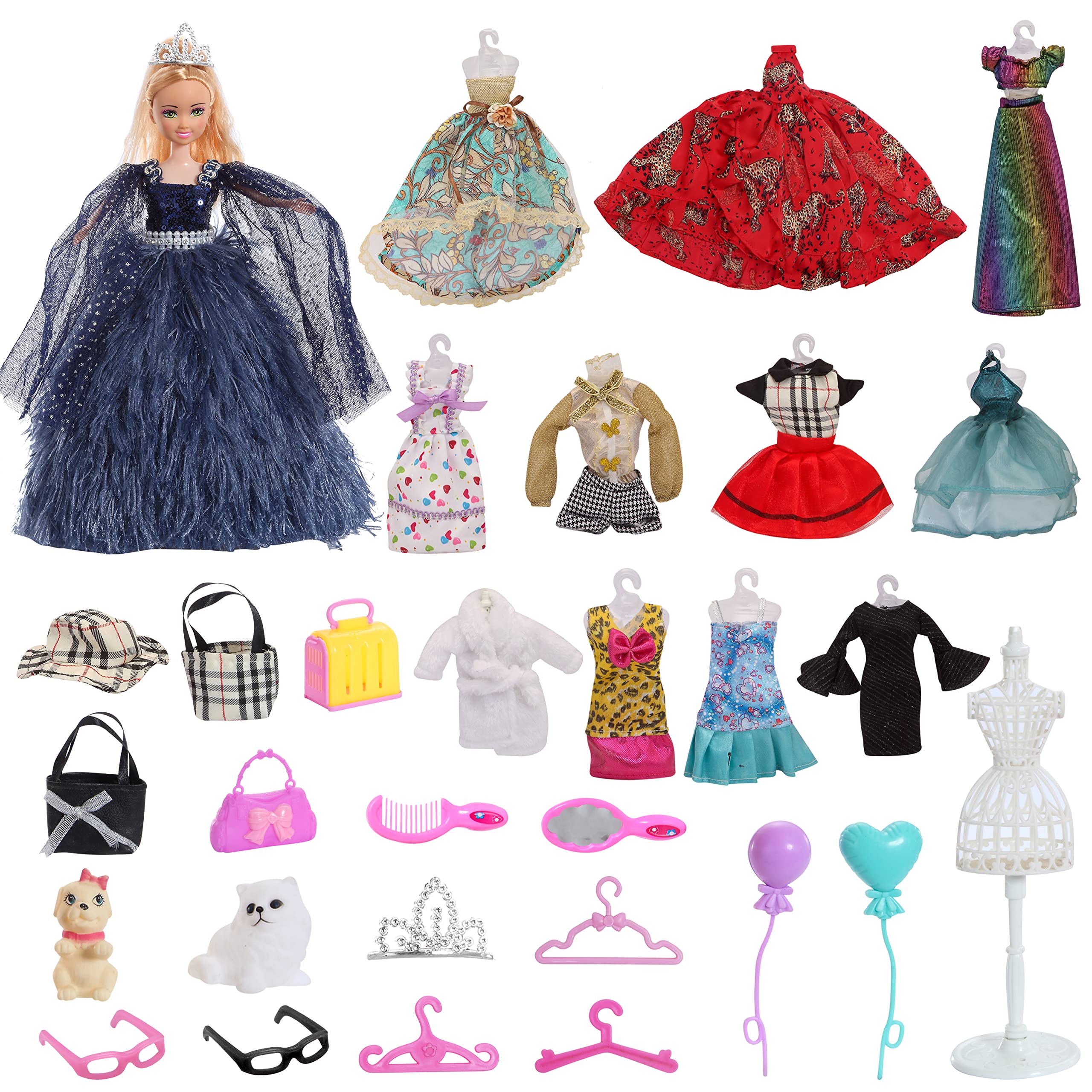 Joyin 2021 Girls Chrismas Advent Calendar 24 Days Countdown To Calendar Girls Doll Accessories Collection Toys With Doll Dress U
