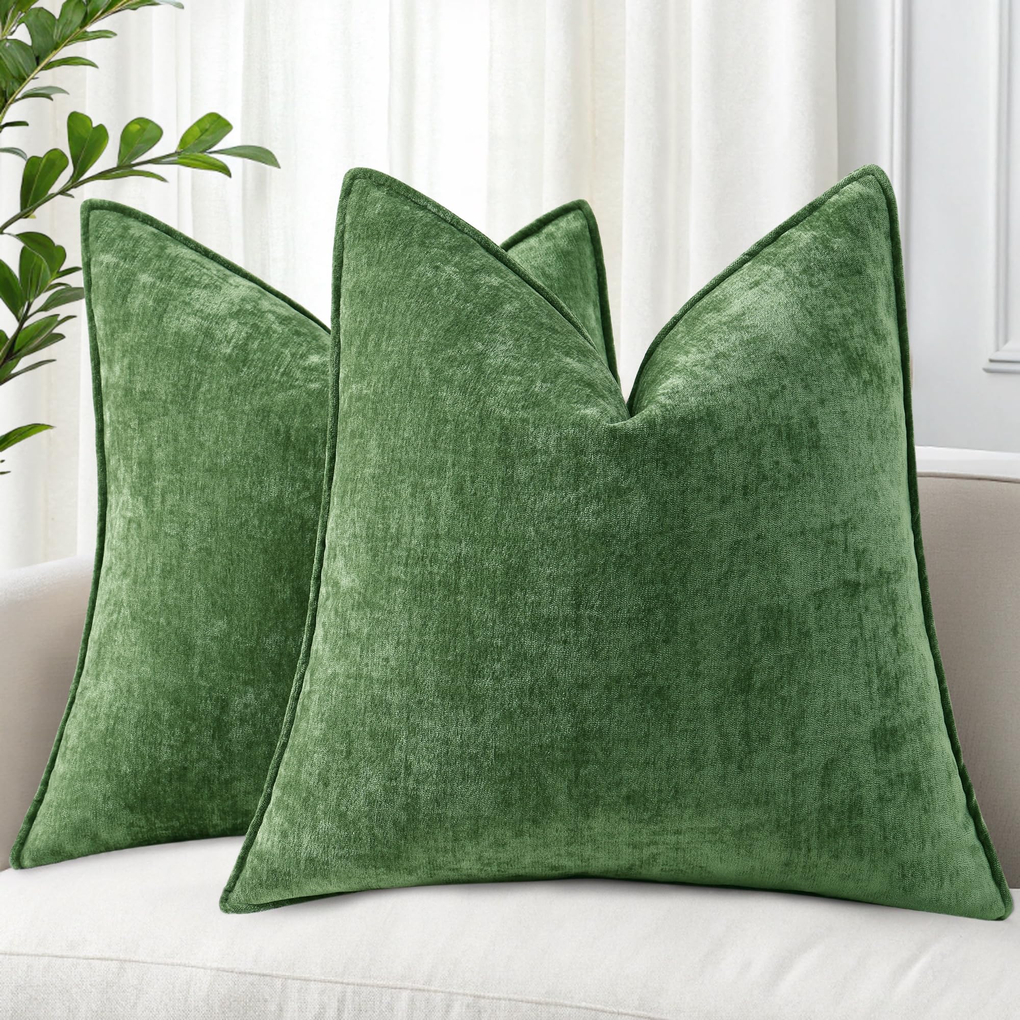 Decoruhome Spring Couch Throw Pillow Covers 26X26 Set Of 2, Decorative Soft Chenille Pillow Covers With Elegant Design For Sofa