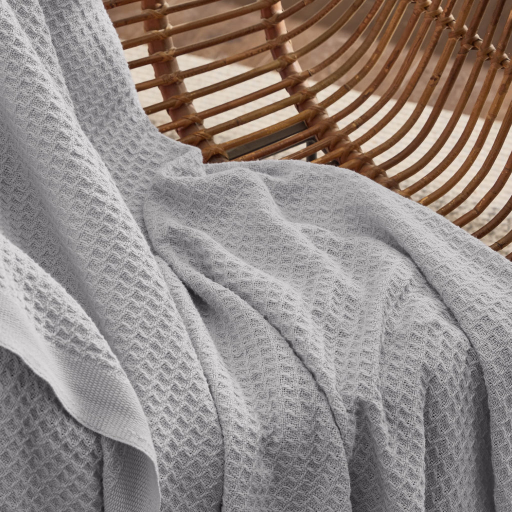 Bedsure 100% Cotton Large Throw Blanket For Couch - Waffle Weave Navy Throw Blanket For Bed, Lightweight And Soft Fall Throw Bla