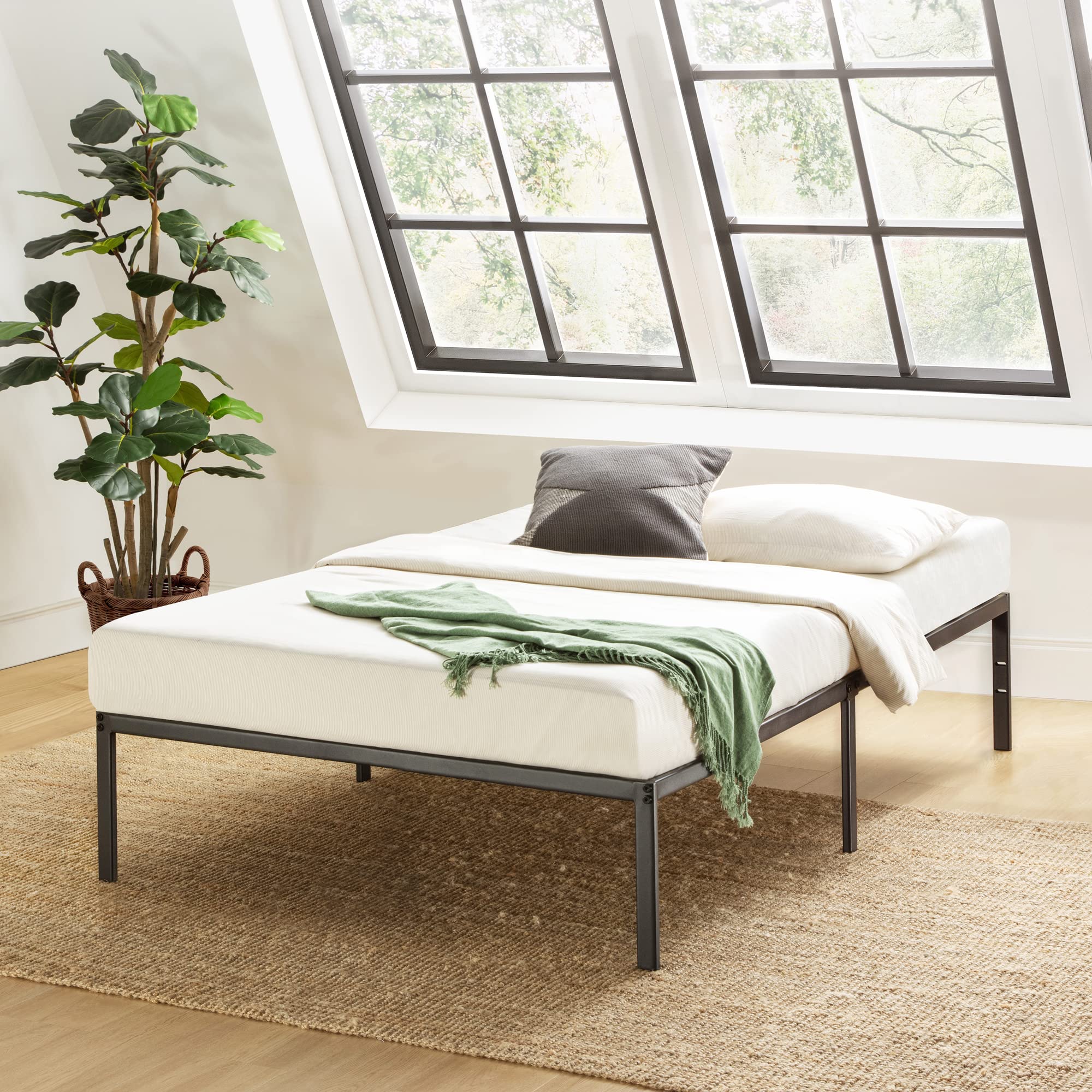 Best Price Mattress Twin XL 14 Inch Black Metal Platform Bed Frame