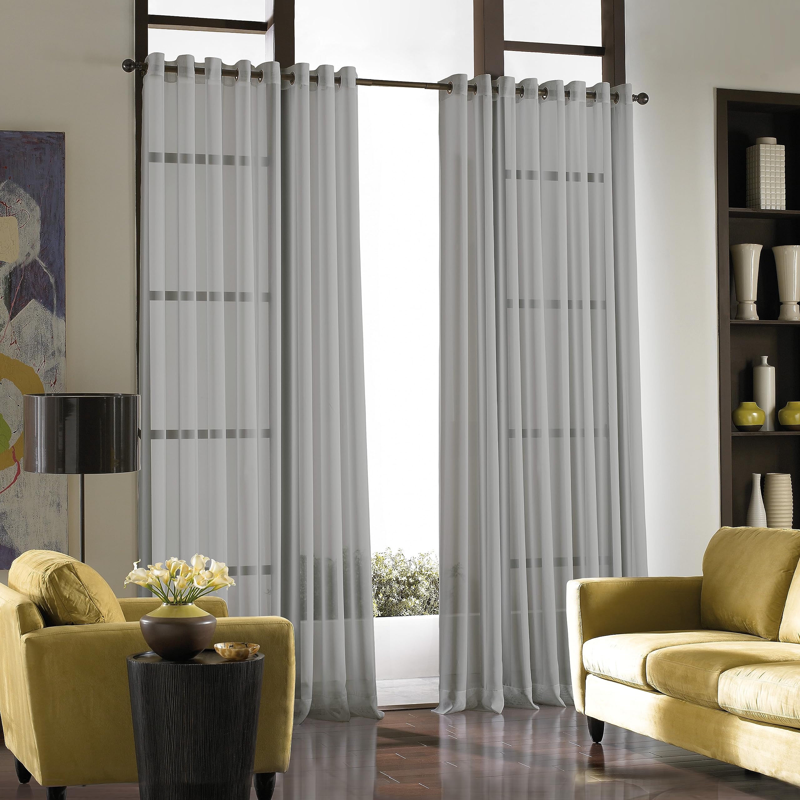Curtainworks Soho Voile Sheer Grommet Curtain Panel, 59 by 84, Silver