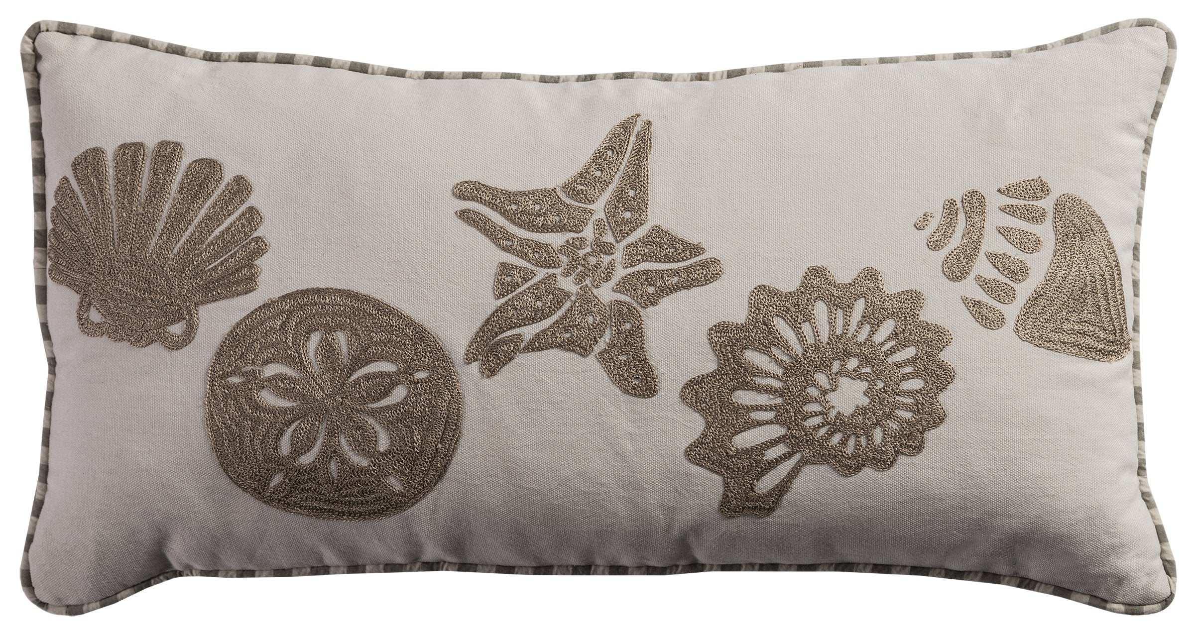 Rizzy Home | T08868 | Poly Fill Decorative Pillow | 11"x21" White/Brown/Neutral Coastal