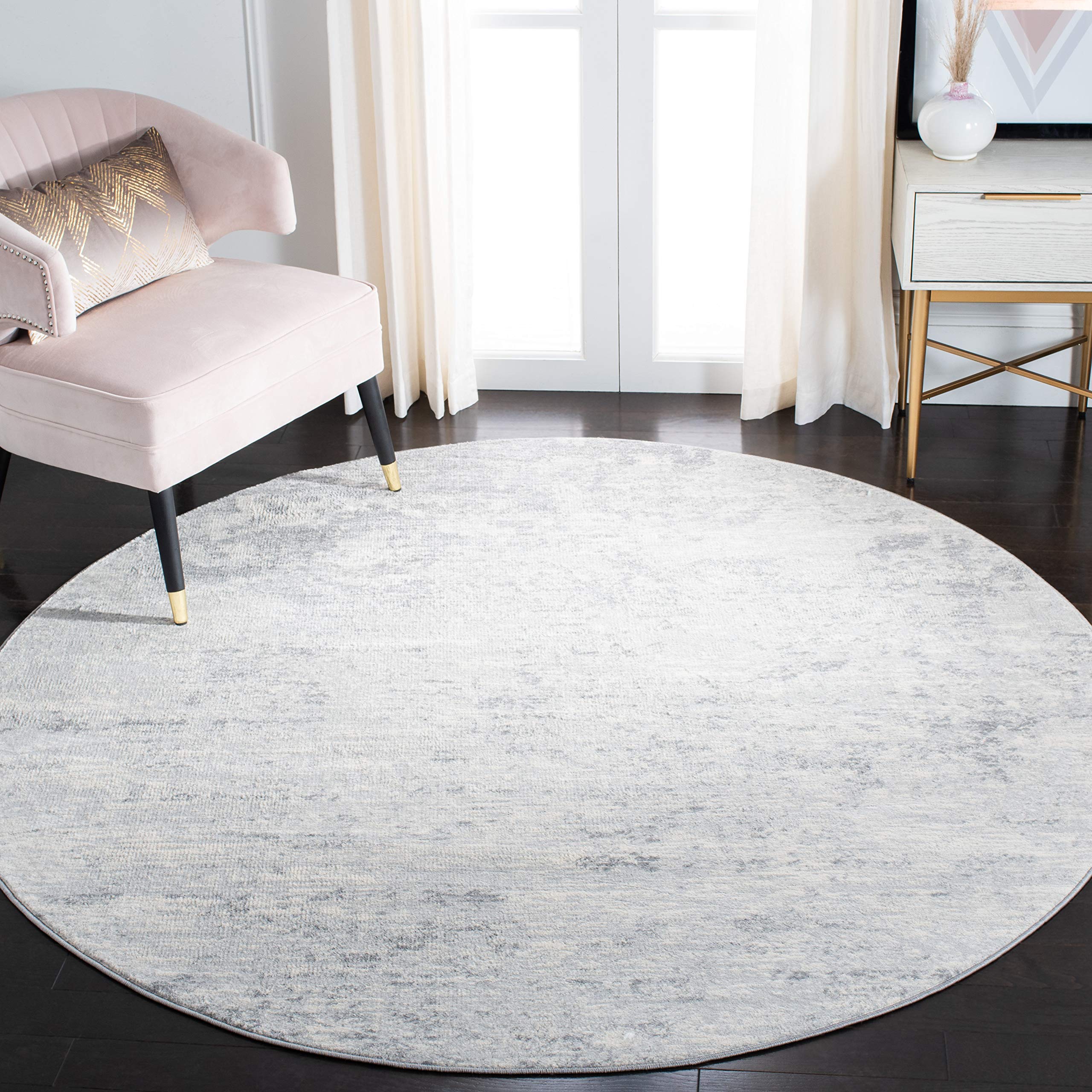 Safavieh Brentwood Collection Area Rug - 11 Round, Ivory & Grey, Modern Abstract Design, Non-Shedding & Easy Care, Ideal for Hi