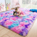 Noahas 5x8 Fluffy Rainbow Rug for Girls Bedroom,Soft Kids Rugs for Room,Shaggy Area Rugs for Living Room,Fuzzy Hot Pink and Purp