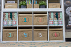 Burlap Storage Bin Box W/Lid