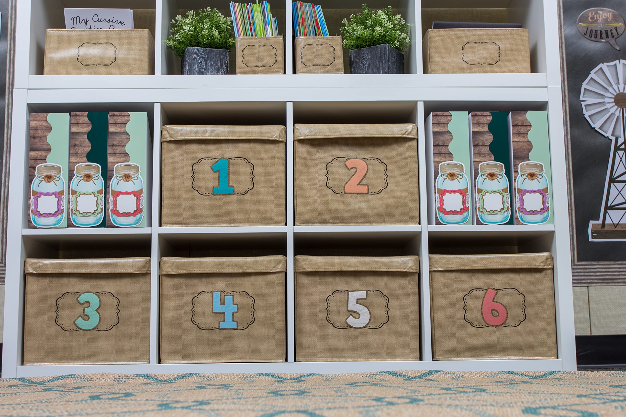 Burlap Storage Bin Box W/Lid